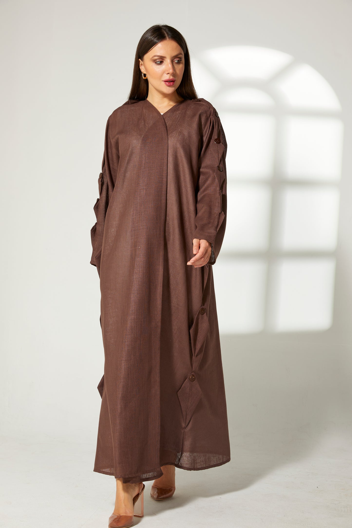 MOiSTREET Black Linen Abaya (7634758729955)