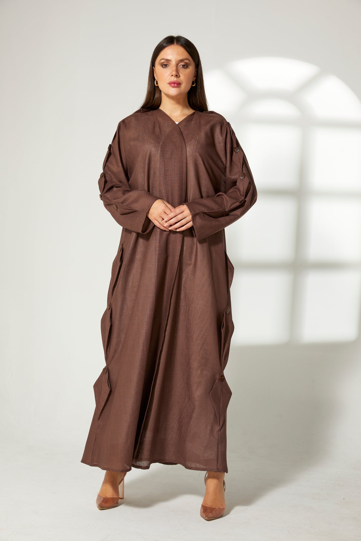 MOiSTREET Black Linen Abaya (7634758729955)