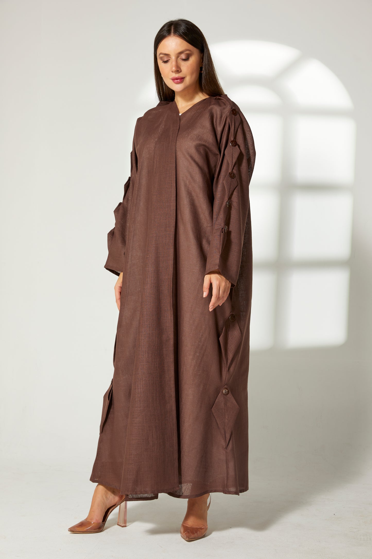 MOiSTREET Black Linen Abaya (7634758729955)