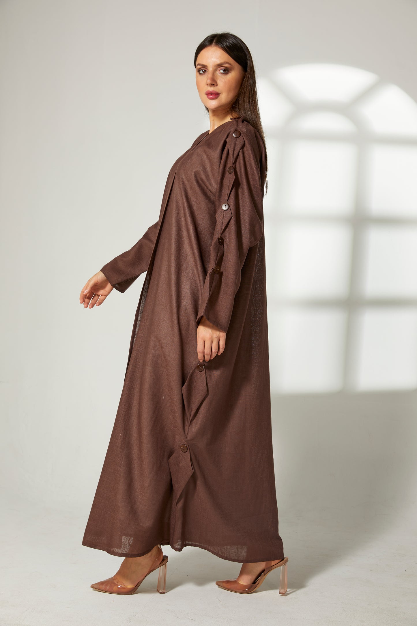 MOiSTREET Black Linen Abaya (7634758729955)