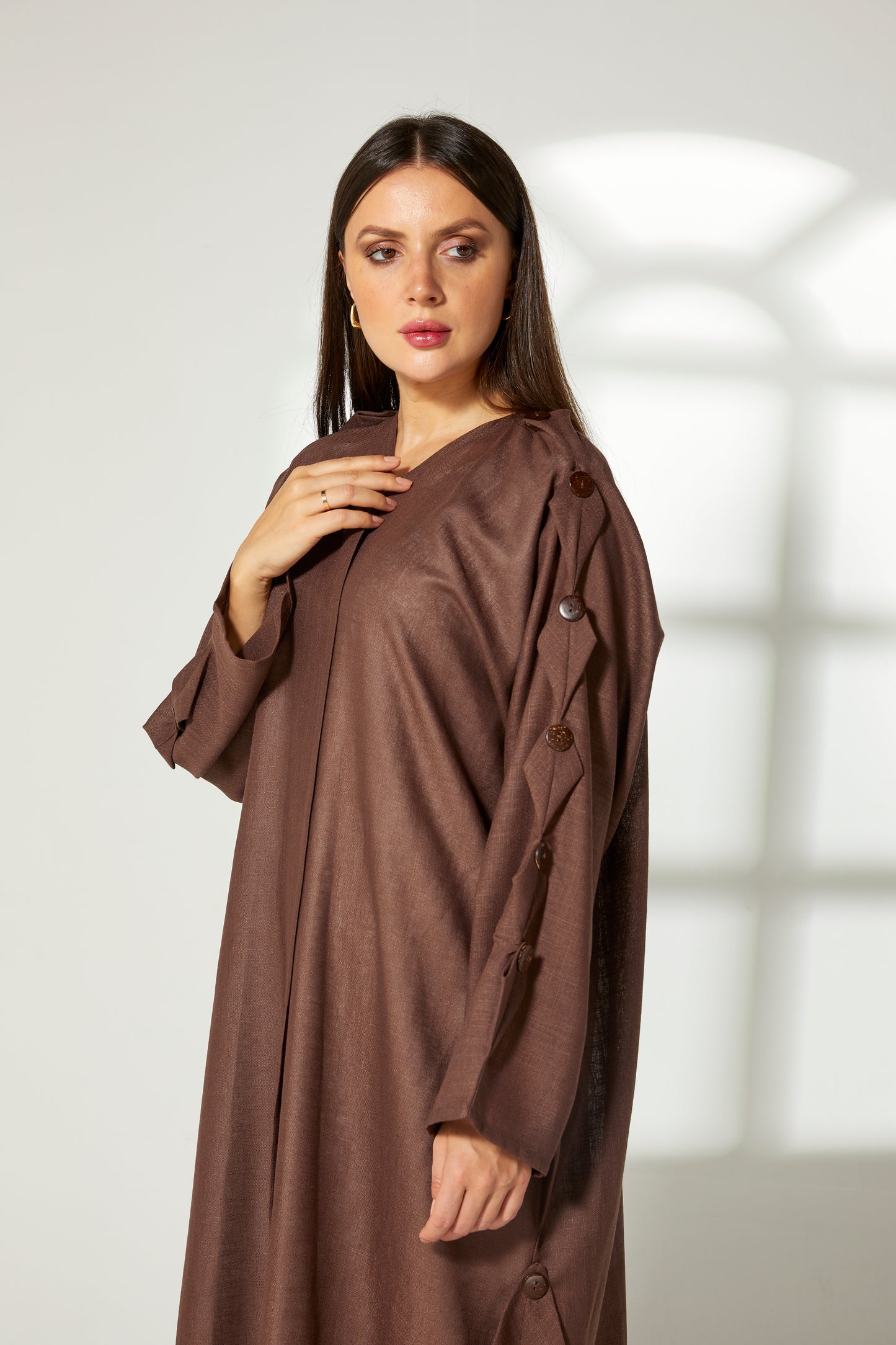 MOiSTREET Black Linen Abaya (7634758729955)