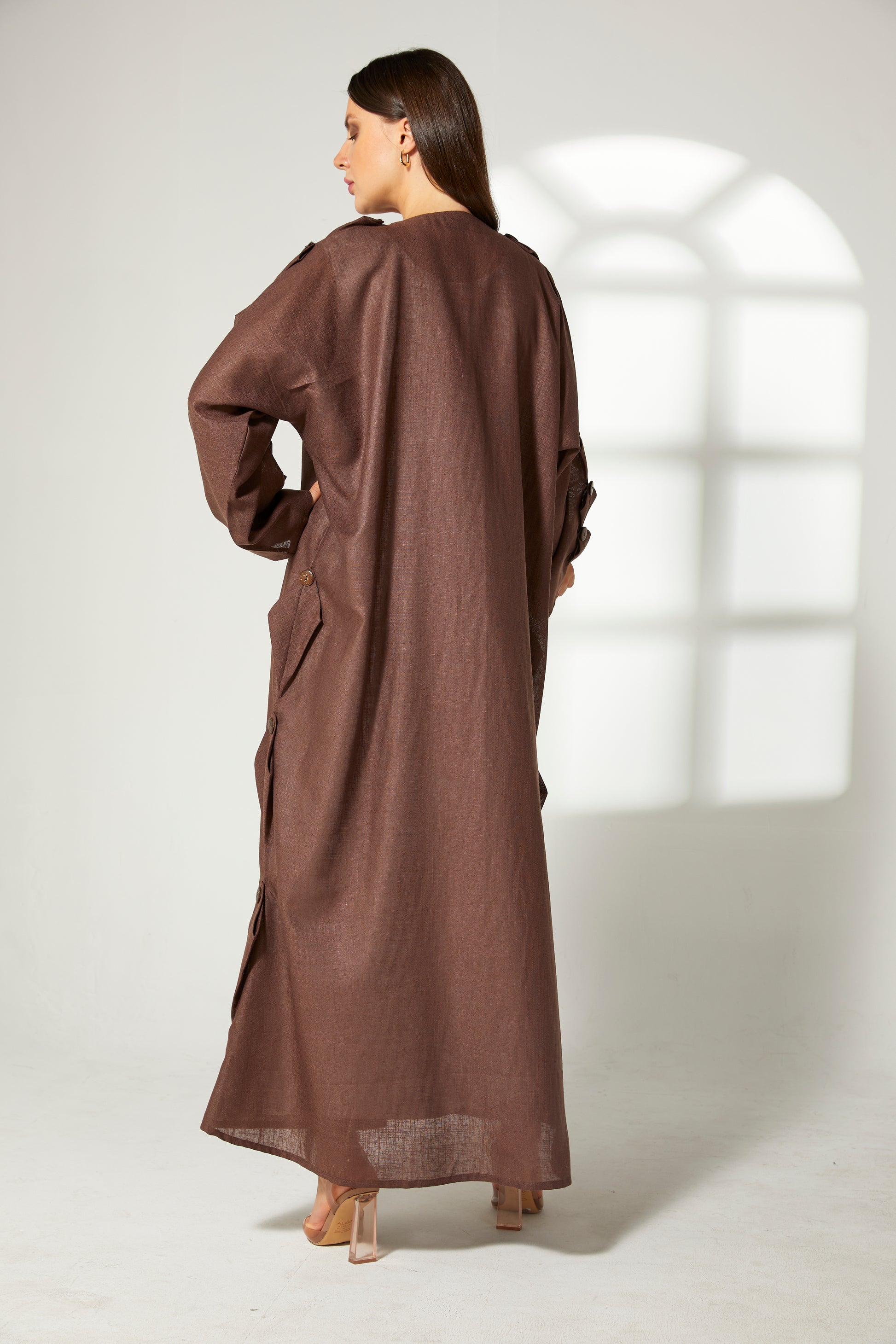 MOiSTREET Black Linen Abaya (7634758729955)