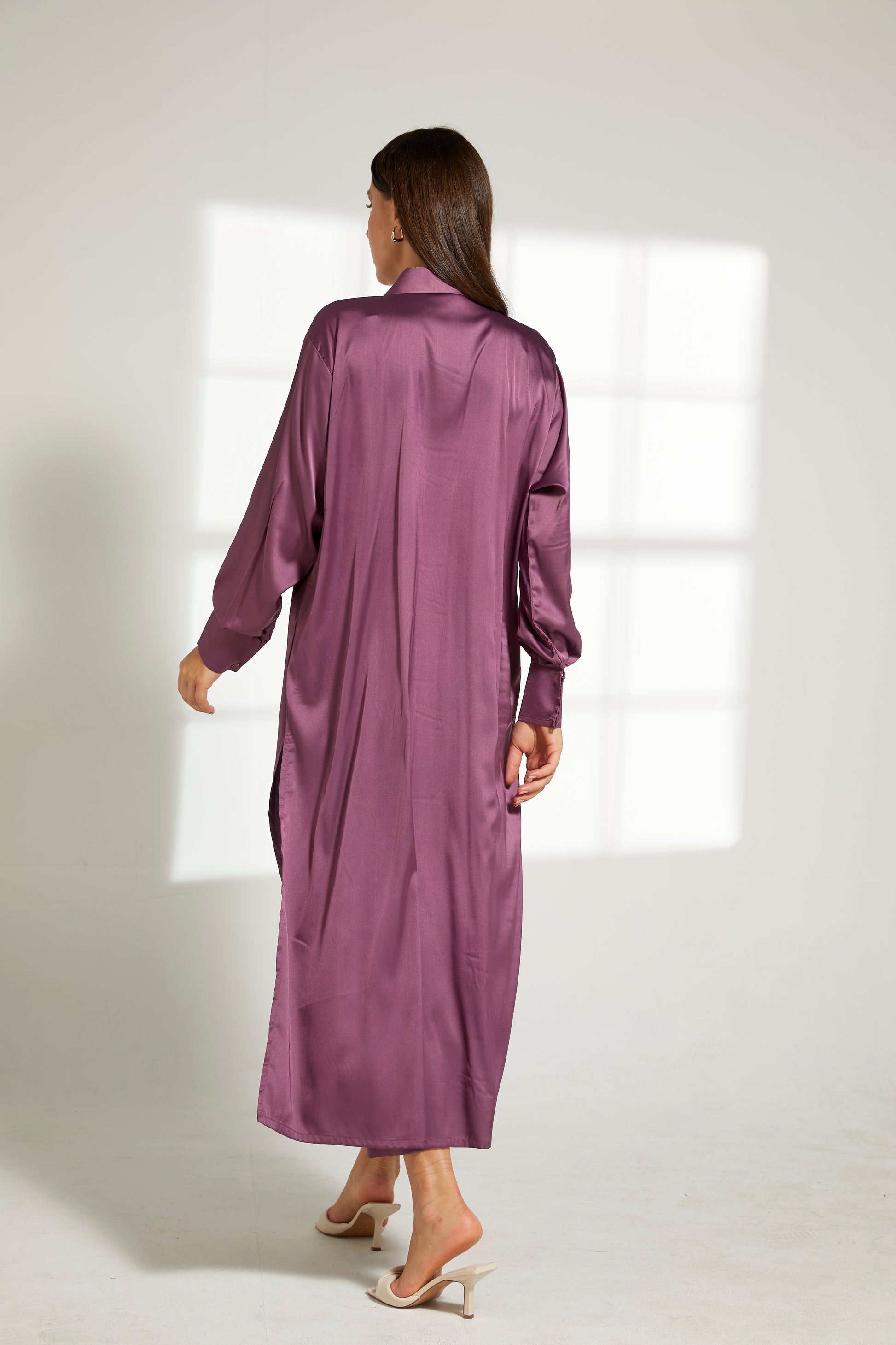 MOiSTREET Purple Silk Fabric With  Top and Pants Set (7822237335779)