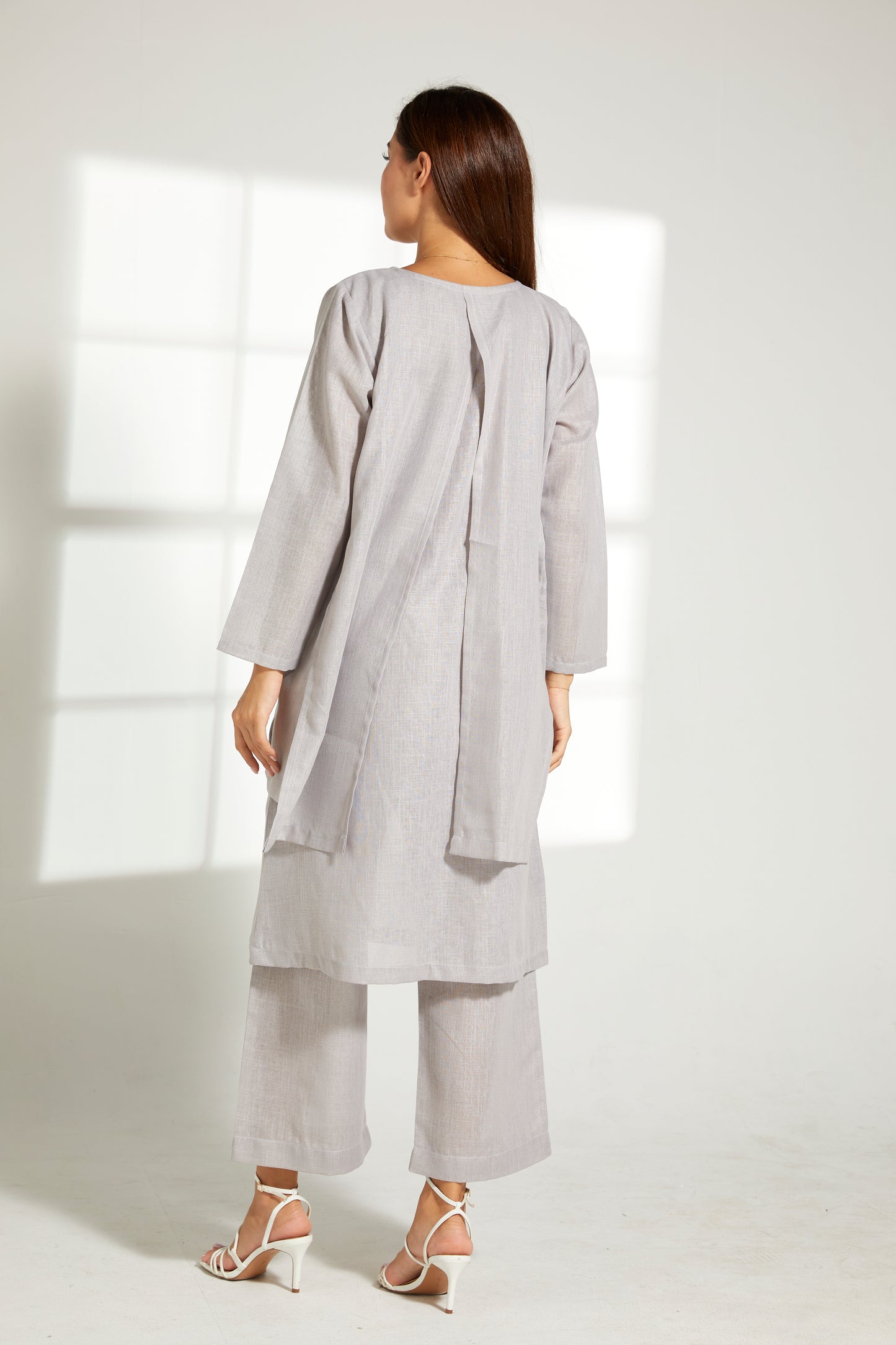 MOiSTREET Grey Linen Fabric Top and Pants Set (7849650389219)