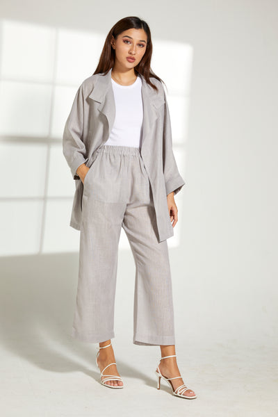 MOiSTREET Grey Linen Fabric Top and Pants Set (7849658122467)