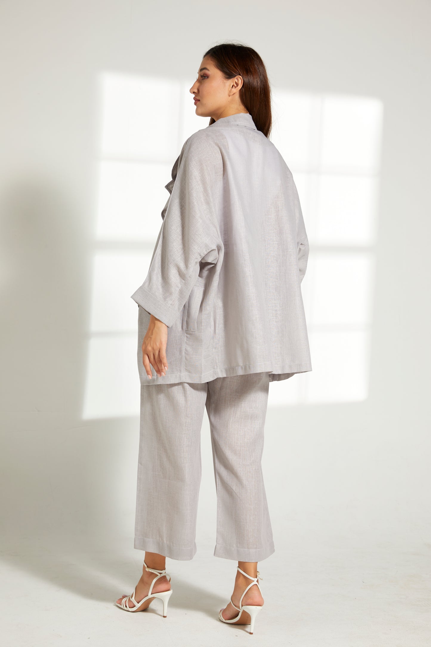 MOiSTREET Grey Linen Fabric Top and Pants Set (7849658122467)