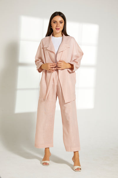 MOiSTREET Pink Linen Top and Pants Set (7849667592419)