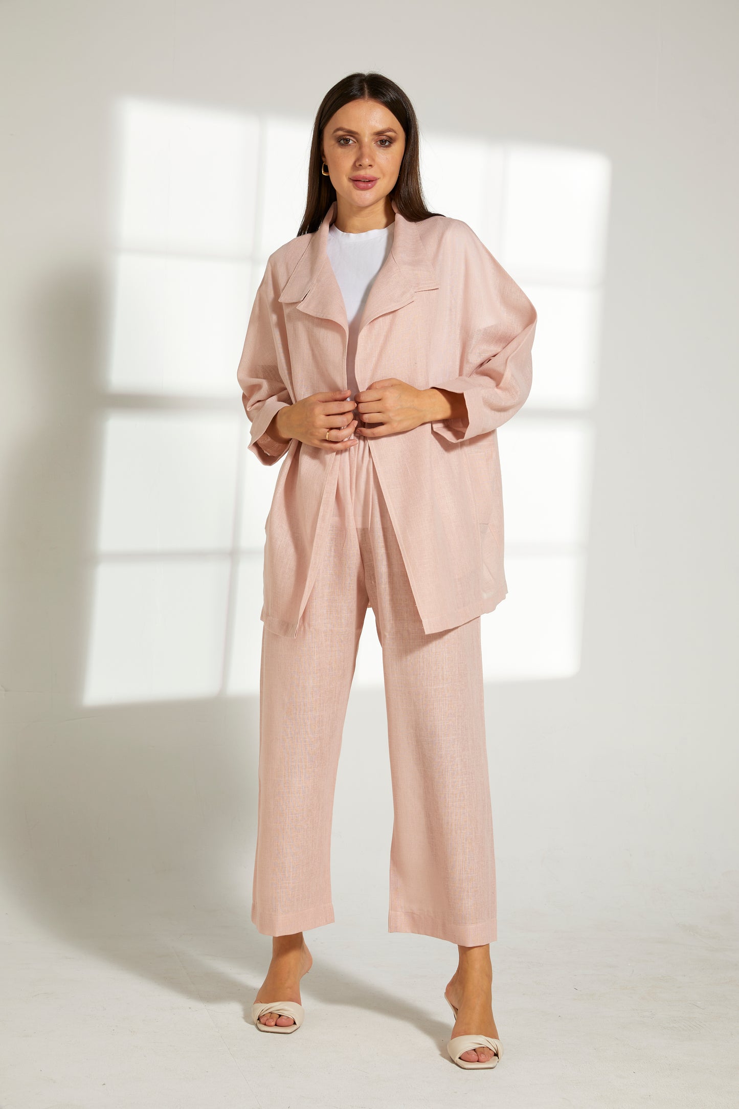 MOiSTREET Pink Linen Top and Pants Set (7849667592419)