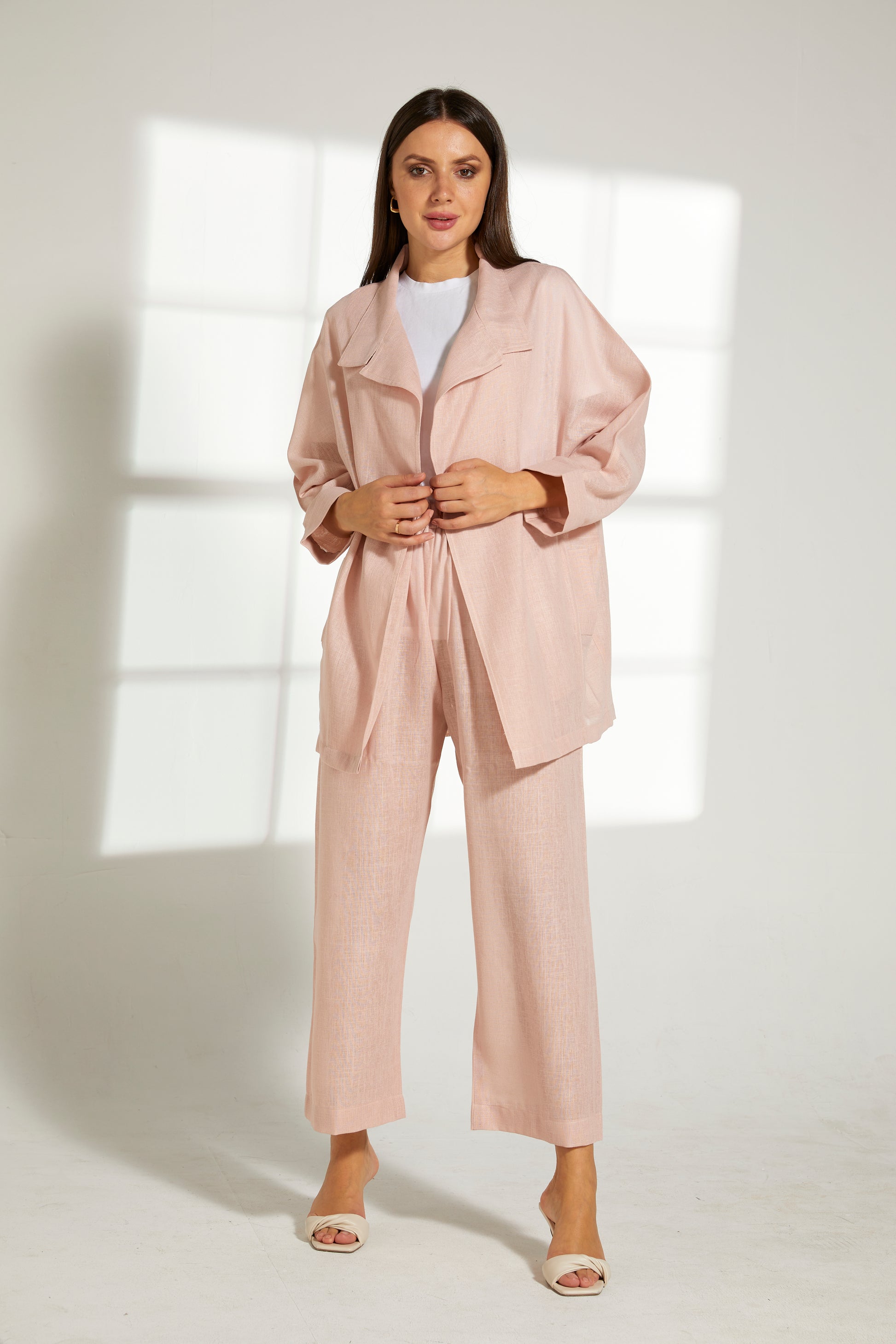 MOiSTREET Pink Linen Top and Pants Set (7849667592419)