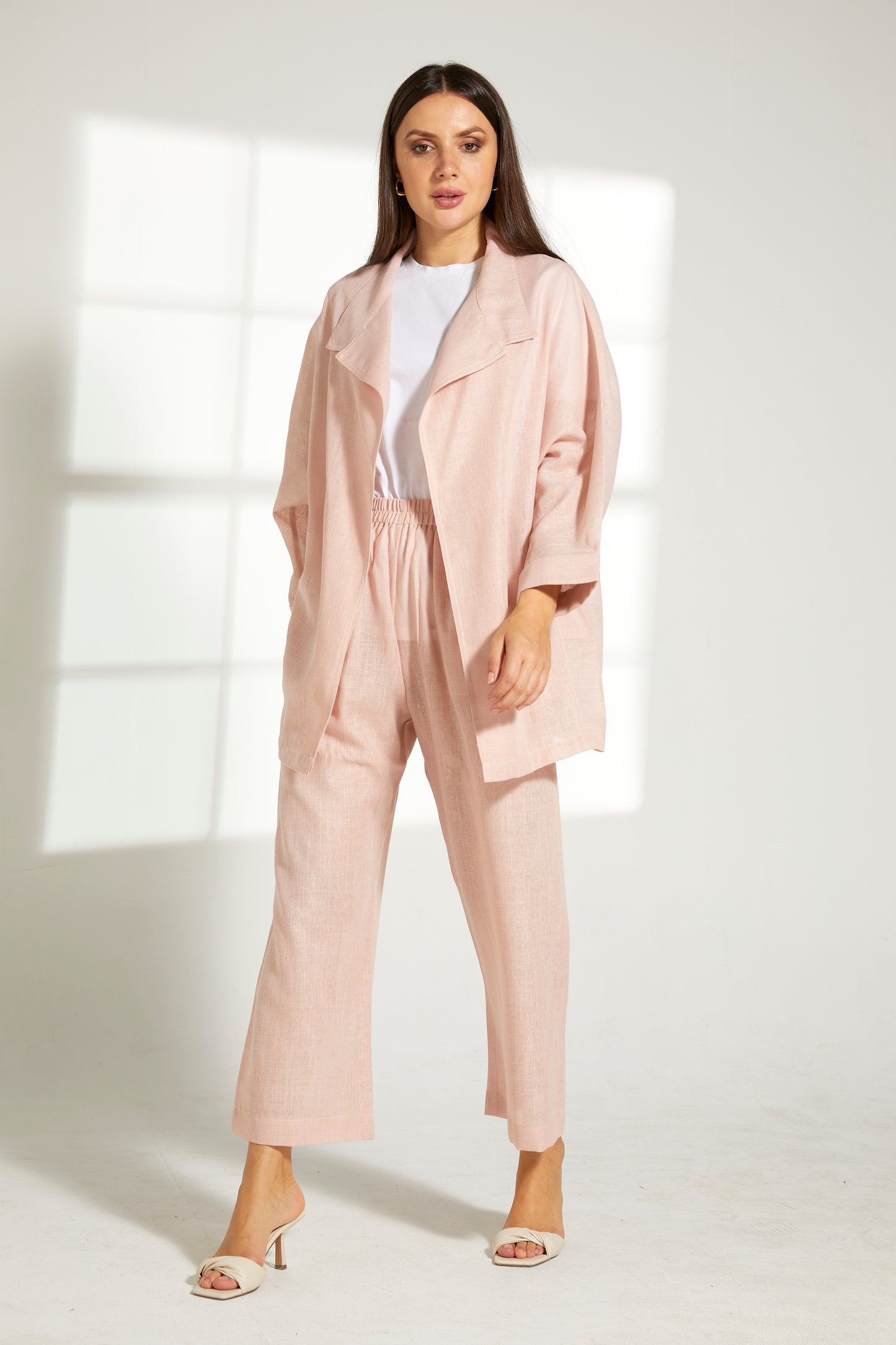 MOiSTREET Pink Linen Top and Pants Set (7849667592419)