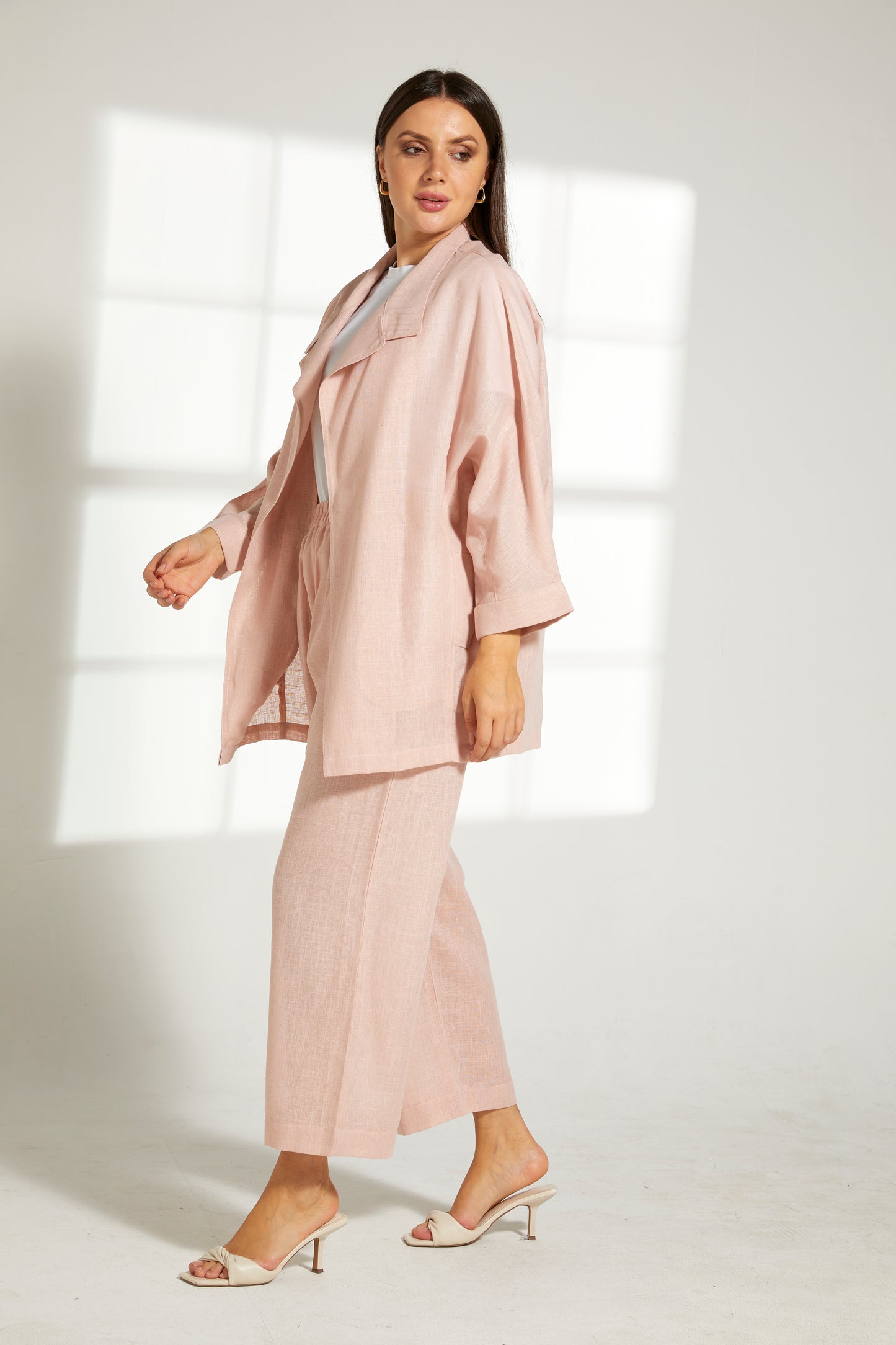 MOiSTREET Pink Linen Top and Pants Set (7849667592419)