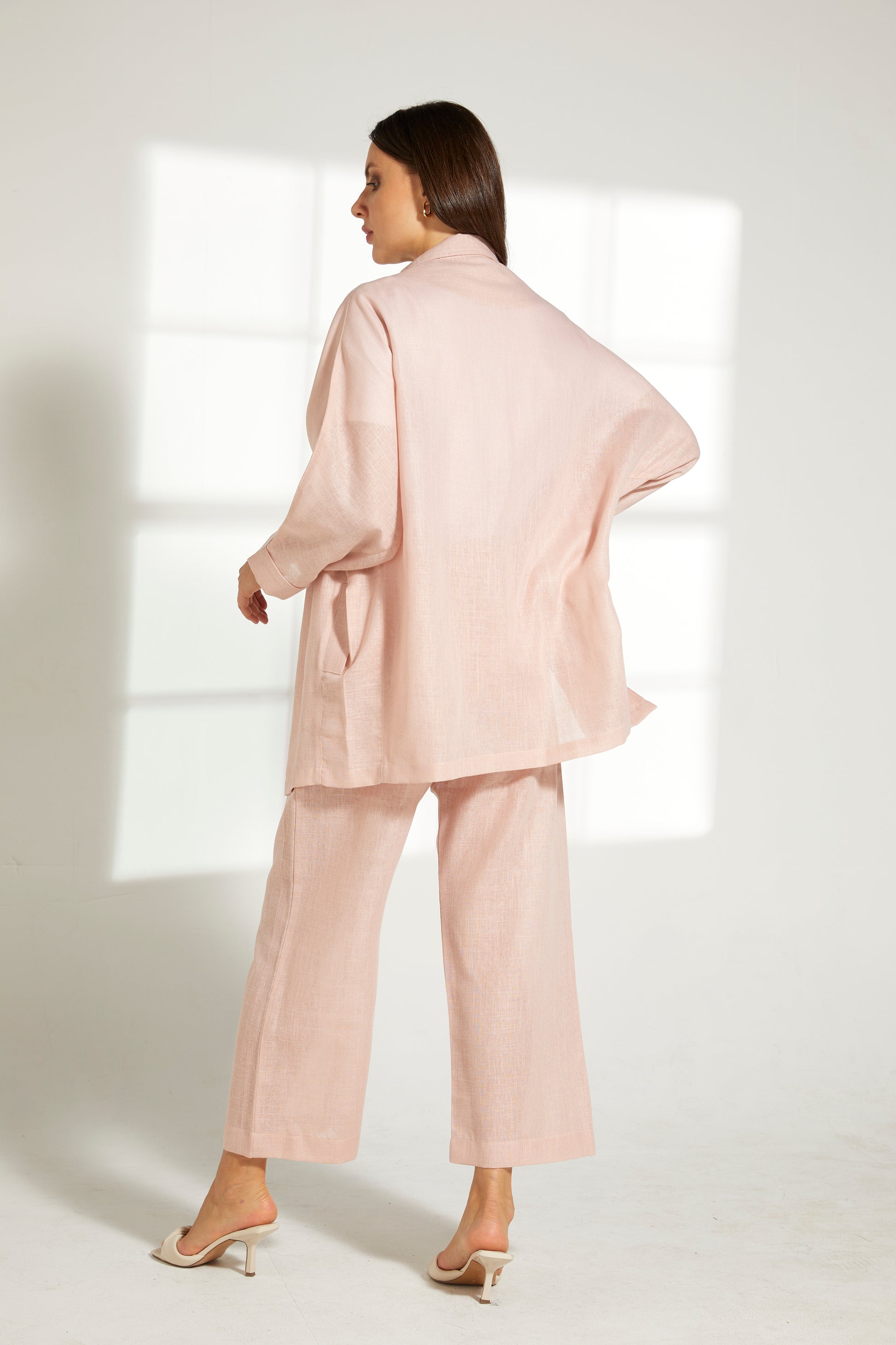 MOiSTREET Pink Linen Top and Pants Set (7849667592419)