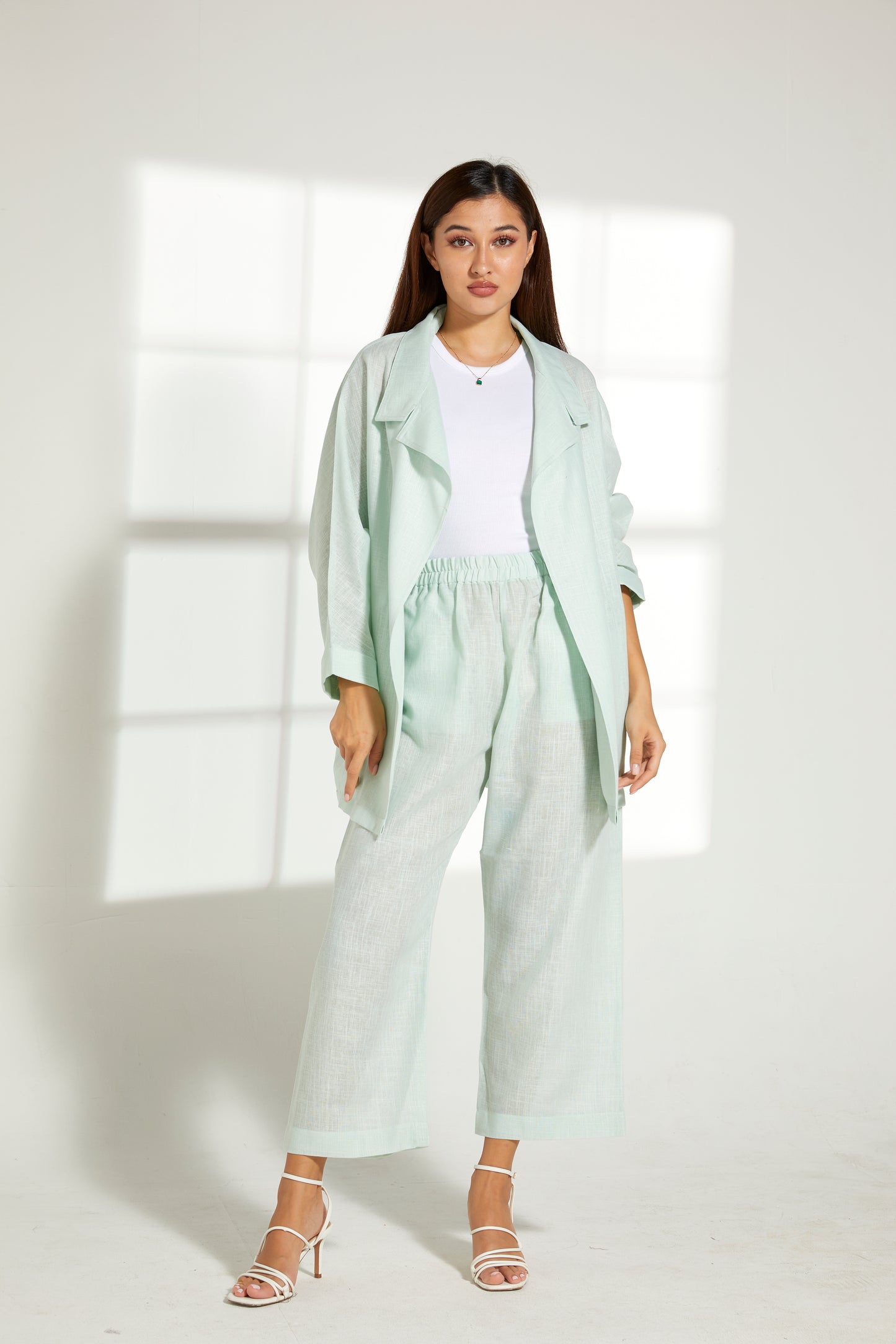 MOiSTREET Sea Green   Linen Top and Pants Set (7849676964067)