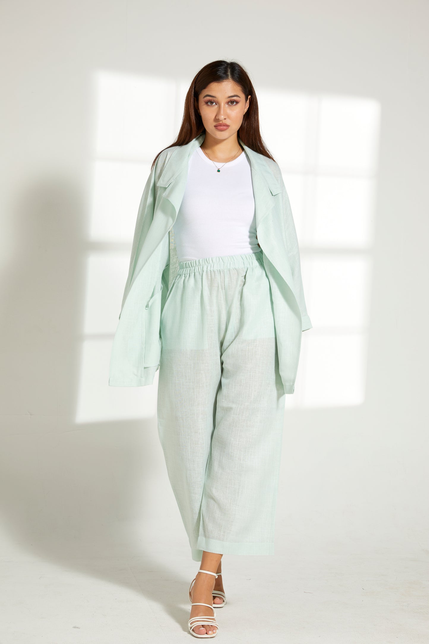 MOiSTREET Sea Green   Linen Top and Pants Set (7849676964067)