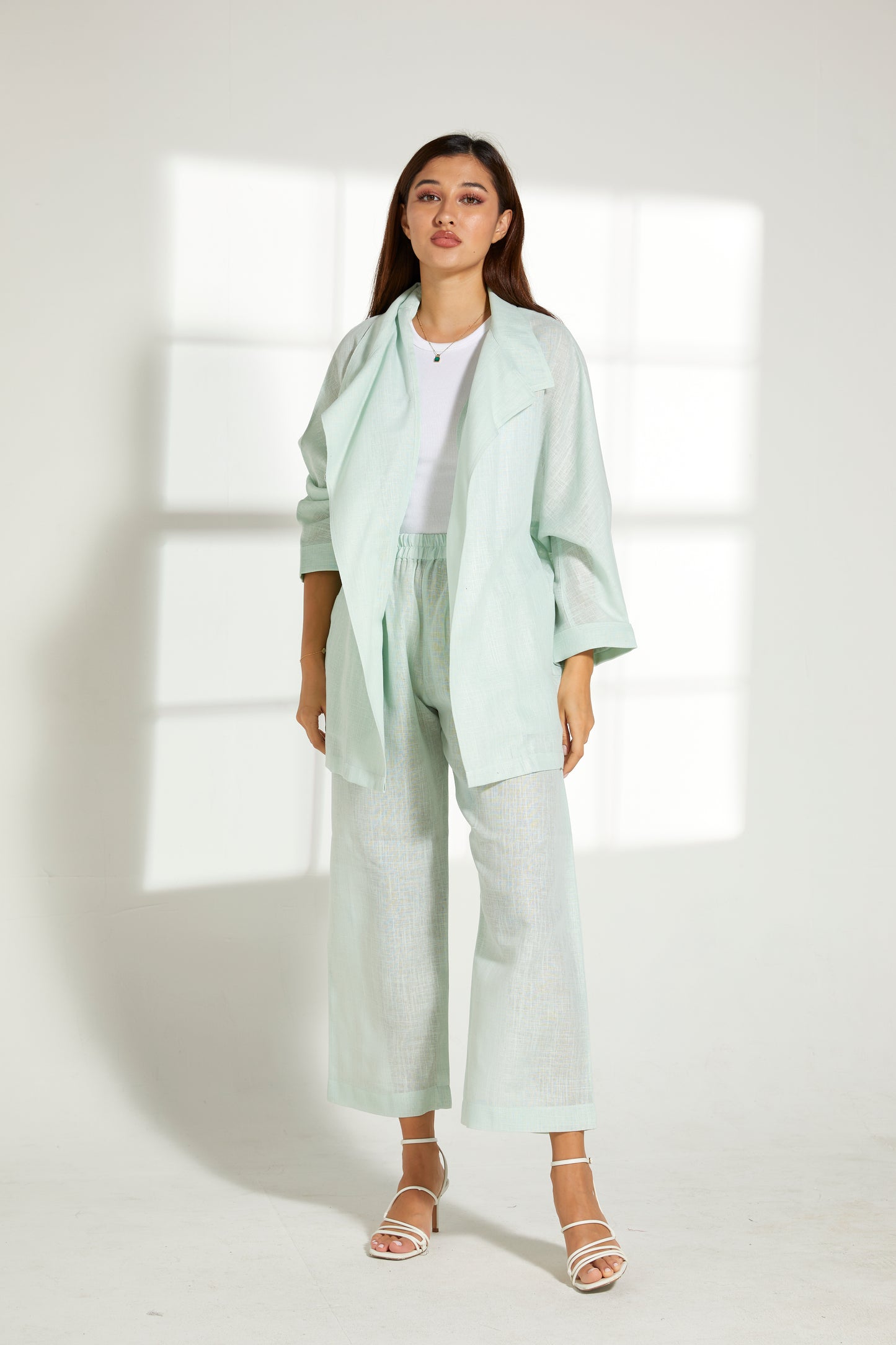 MOiSTREET Sea Green   Linen Top and Pants Set (7849676964067)