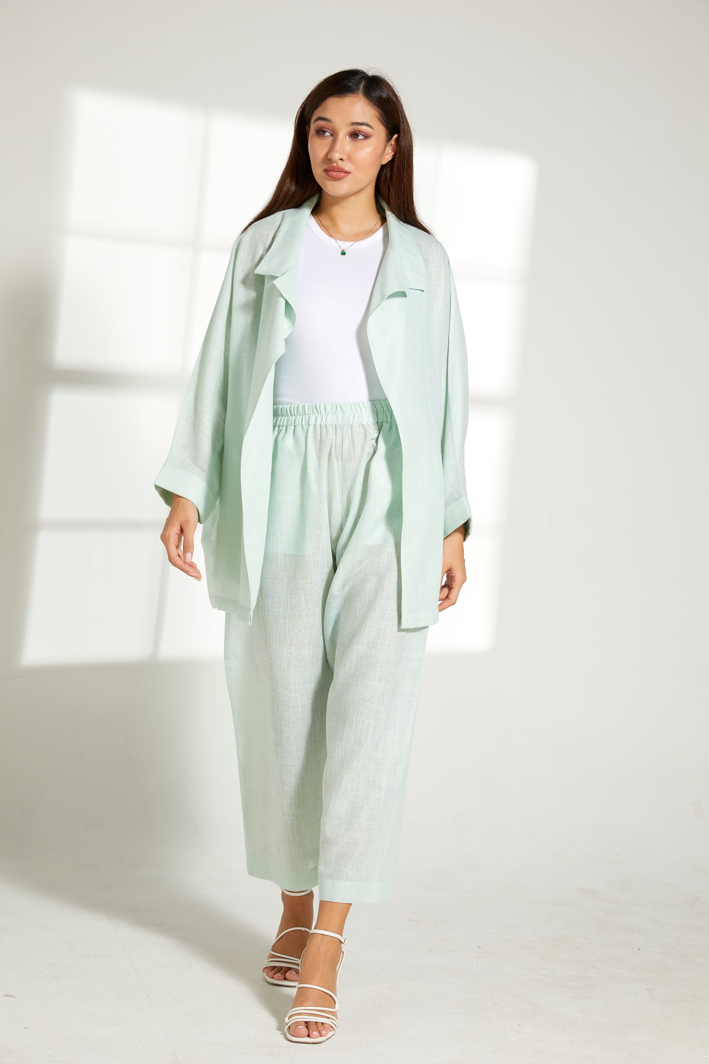 MOiSTREET Sea Green   Linen Top and Pants Set (7849676964067)