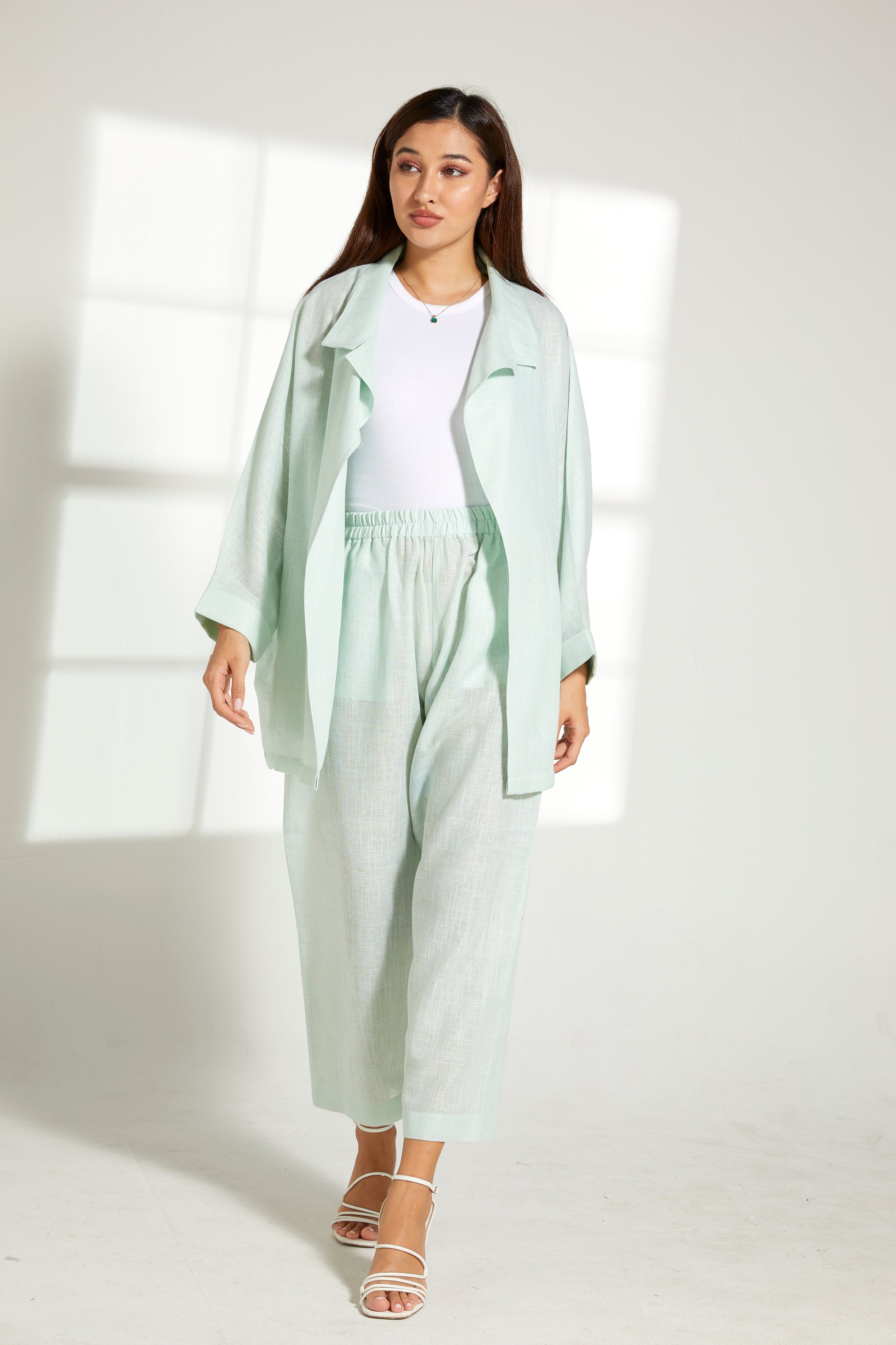 MOiSTREET Sea Green   Linen Top and Pants Set (7849676964067)