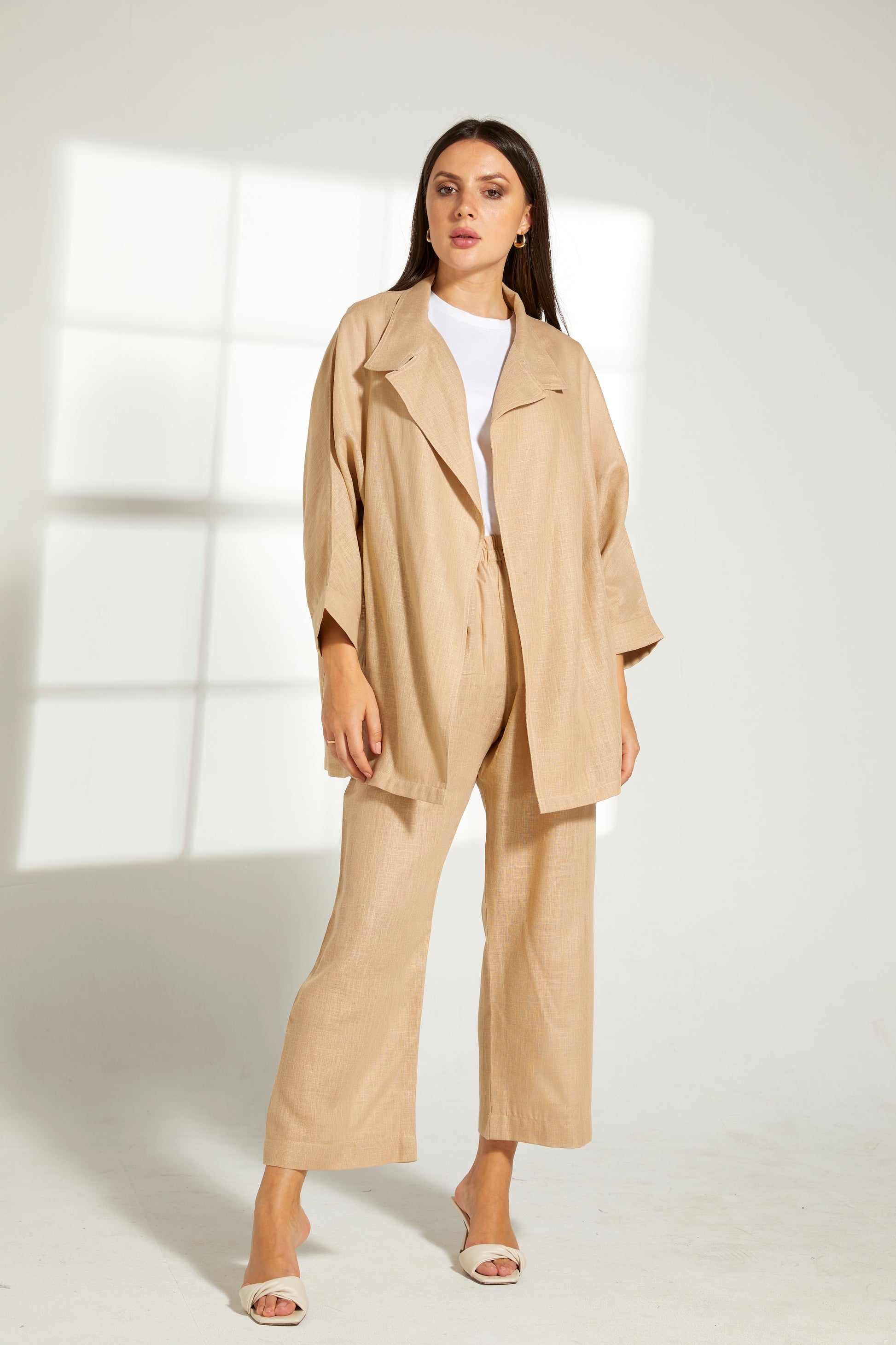 Copy of MOiSTREET Tan Linen Fabric With  Top and Pants Set (7821978042595)