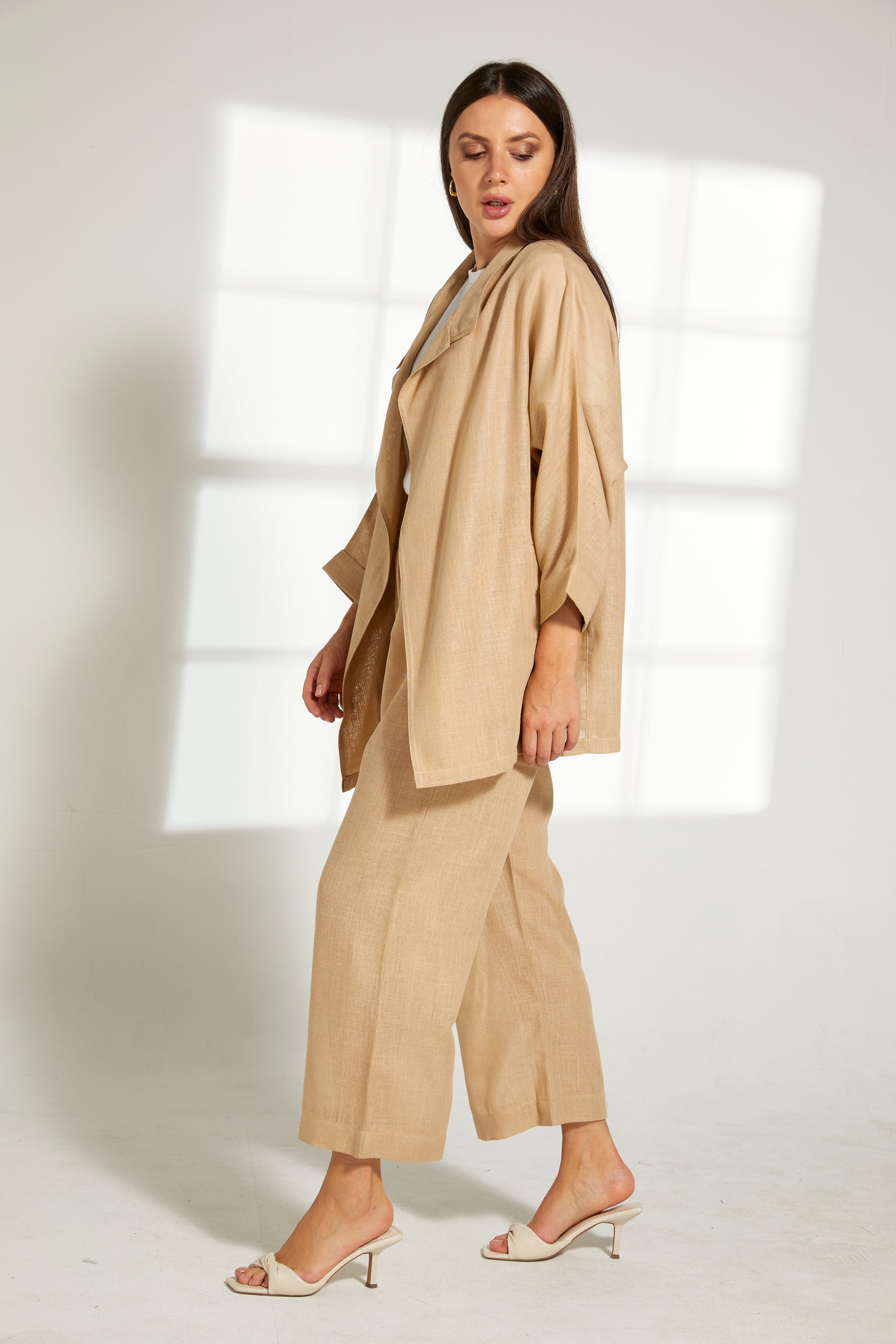 Copy of MOiSTREET Tan Linen Fabric With  Top and Pants Set (7821978042595)