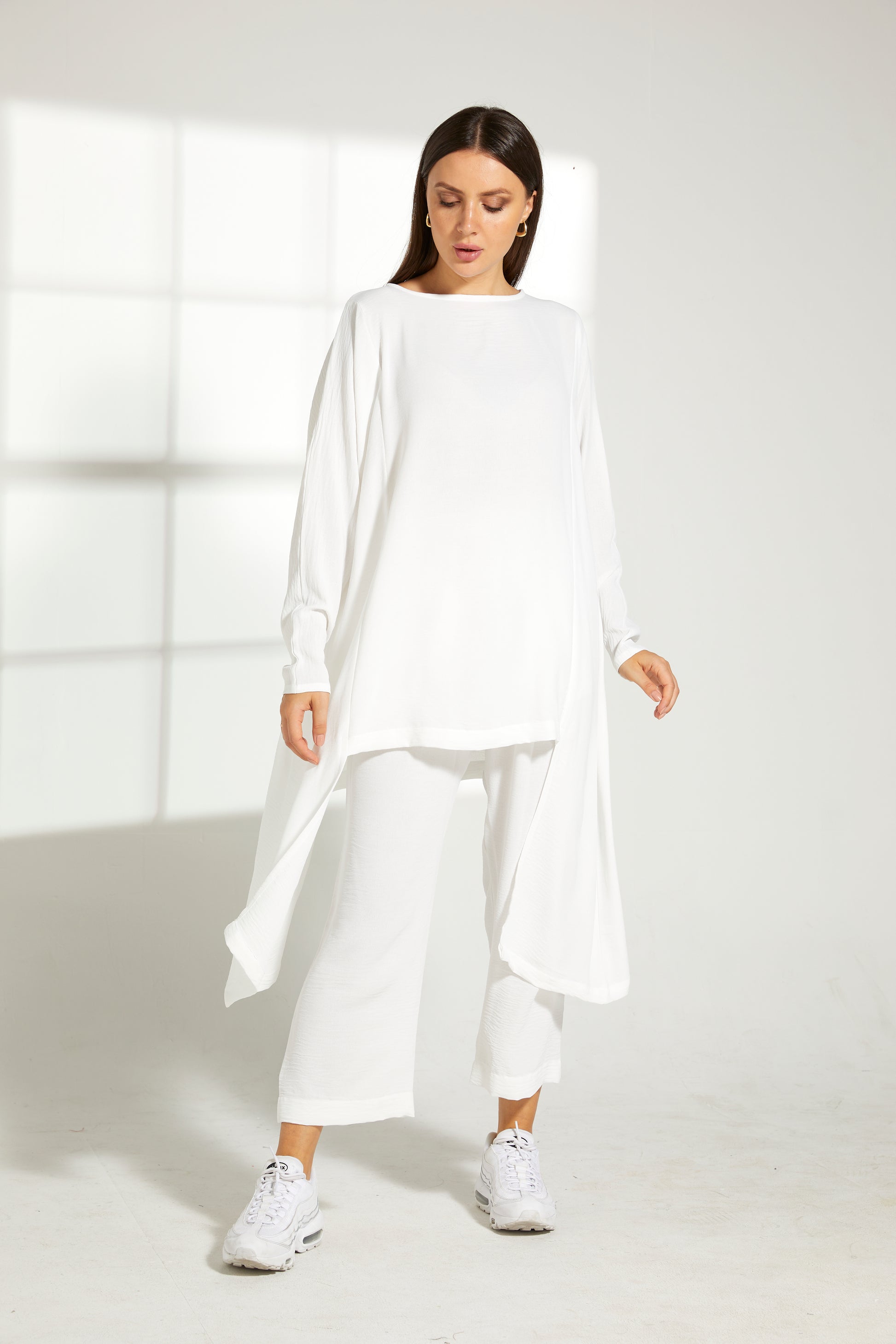 MOiSTREET White CEY Fabric With  Top and Pants Set (7821813186787)