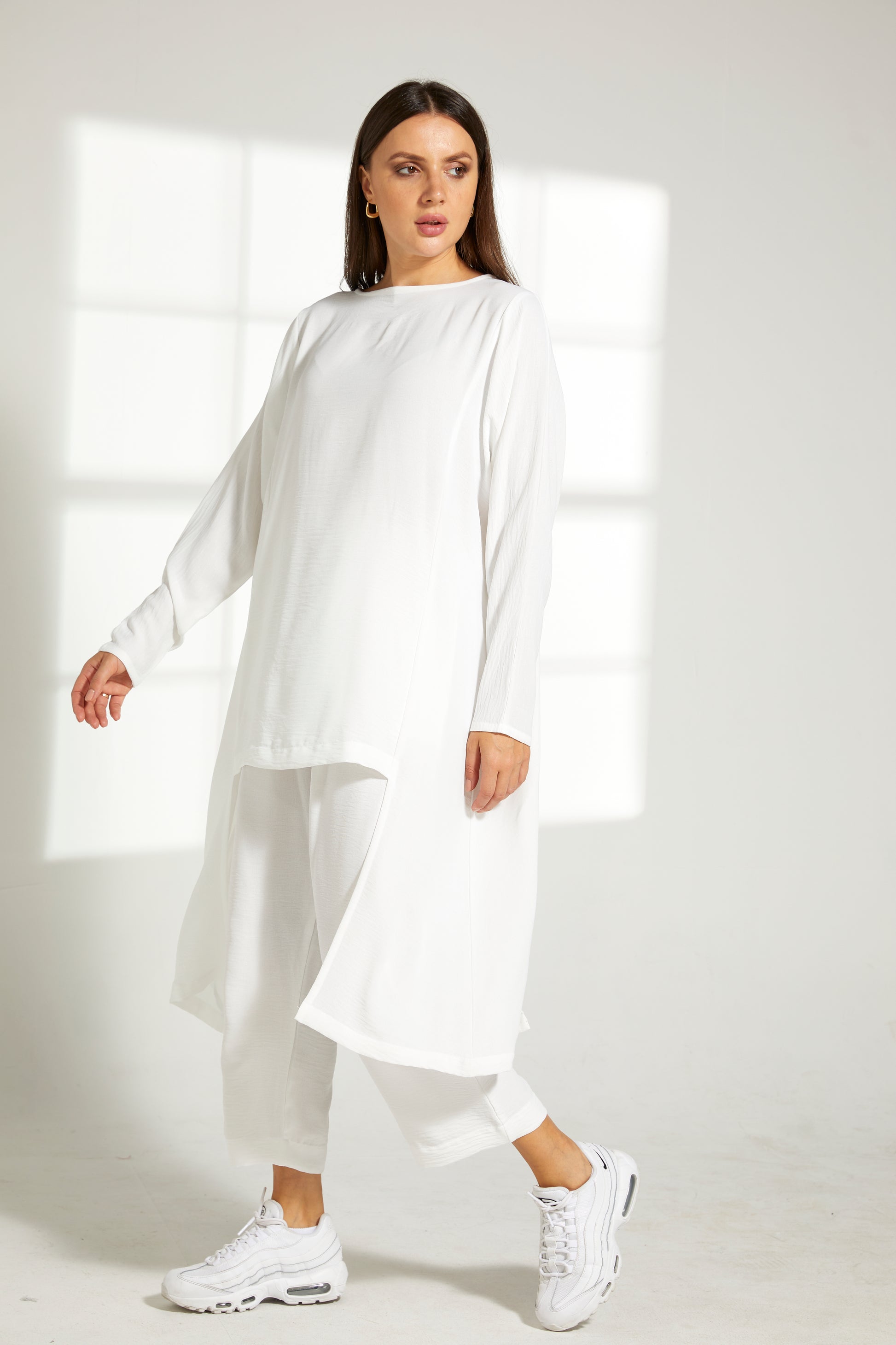 MOiSTREET White CEY Fabric With  Top and Pants Set (7821813186787)