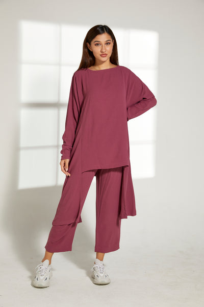 MOiSTREET Purple CEY Fabric With  Top and Pants Set (7821791297763)