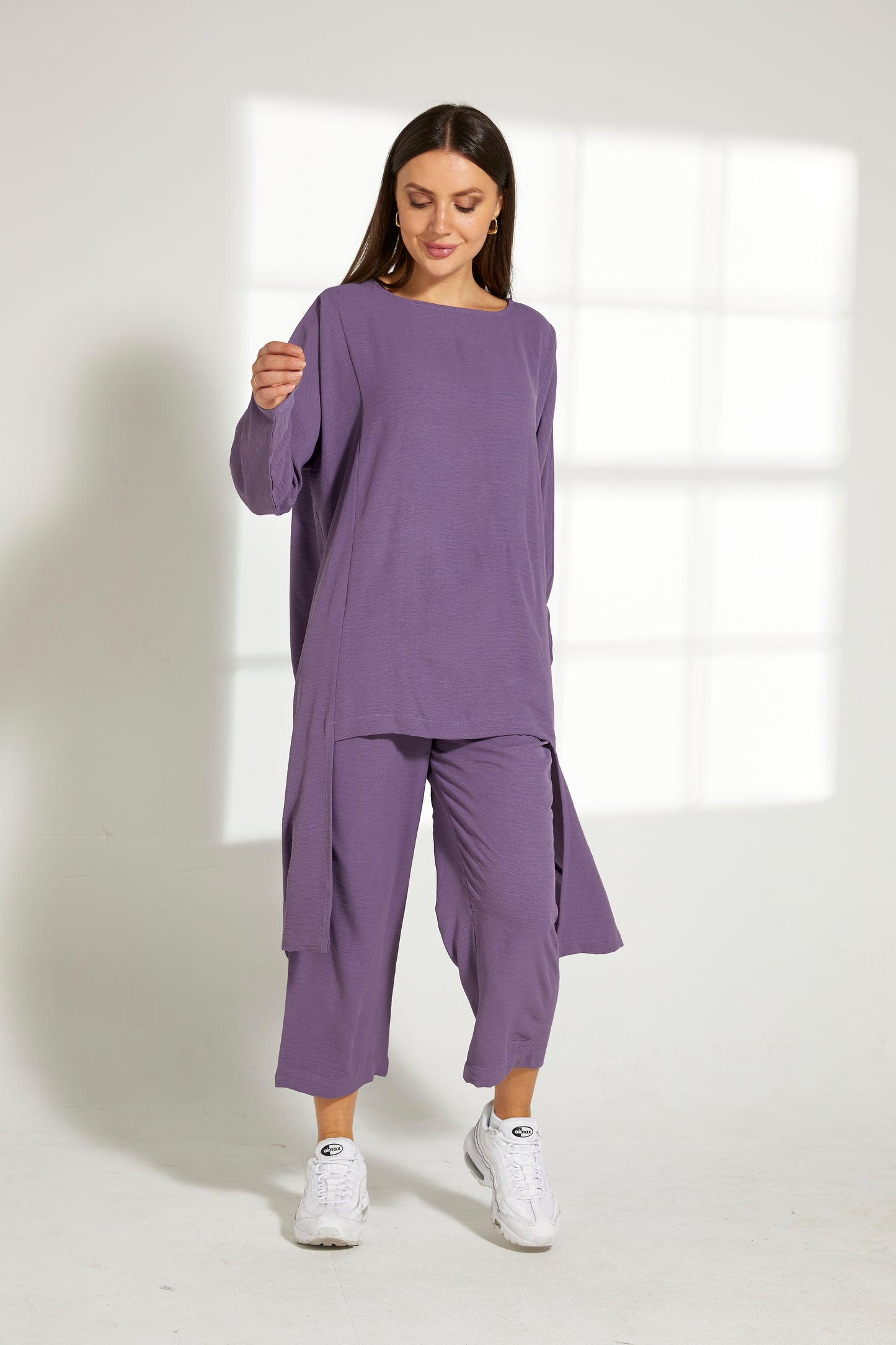 MOiSTREET Purple CEY Fabric With  Top And Pants Set (7821786317027)