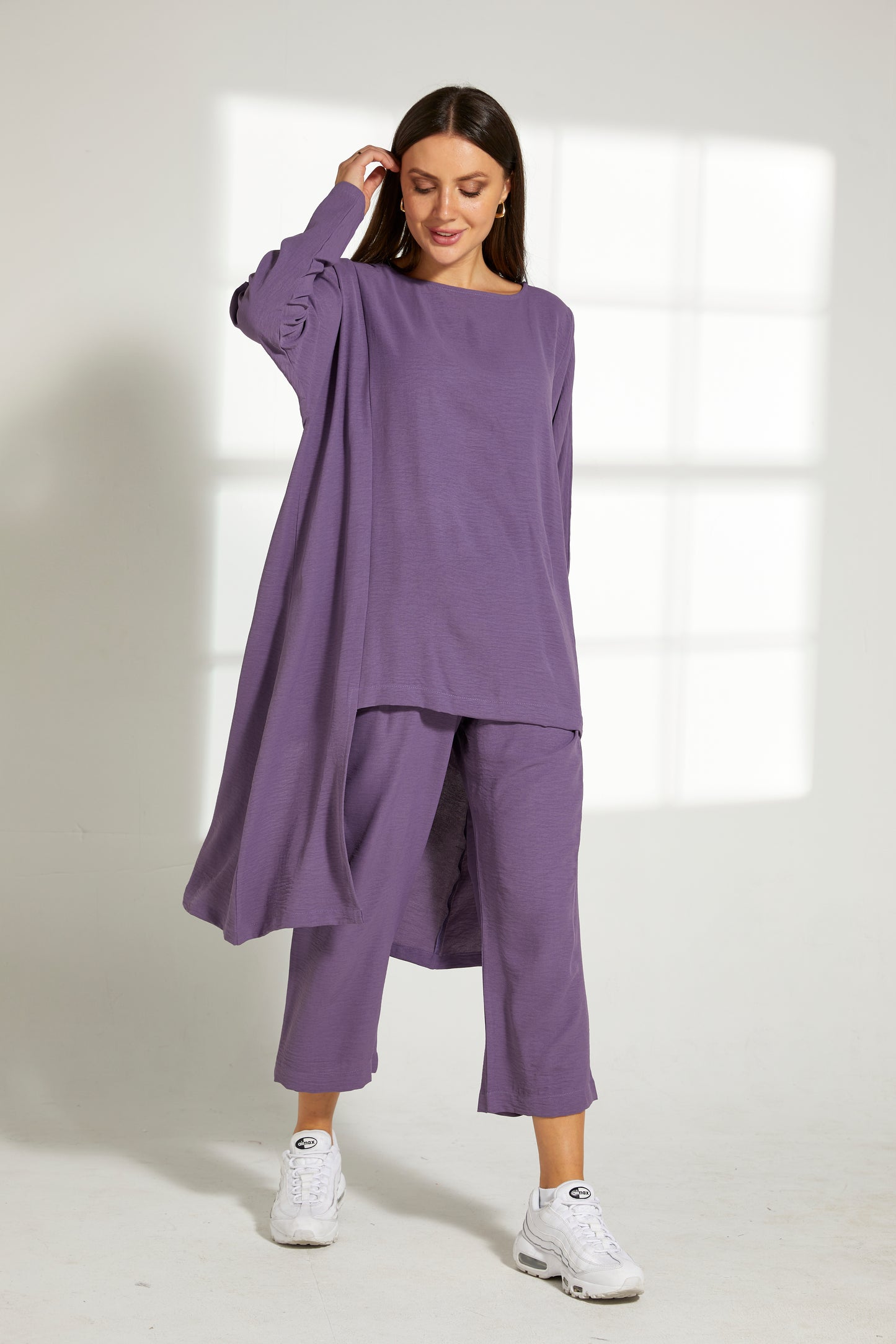 MOiSTREET Purple CEY Fabric With  Top And Pants Set (7821786317027)