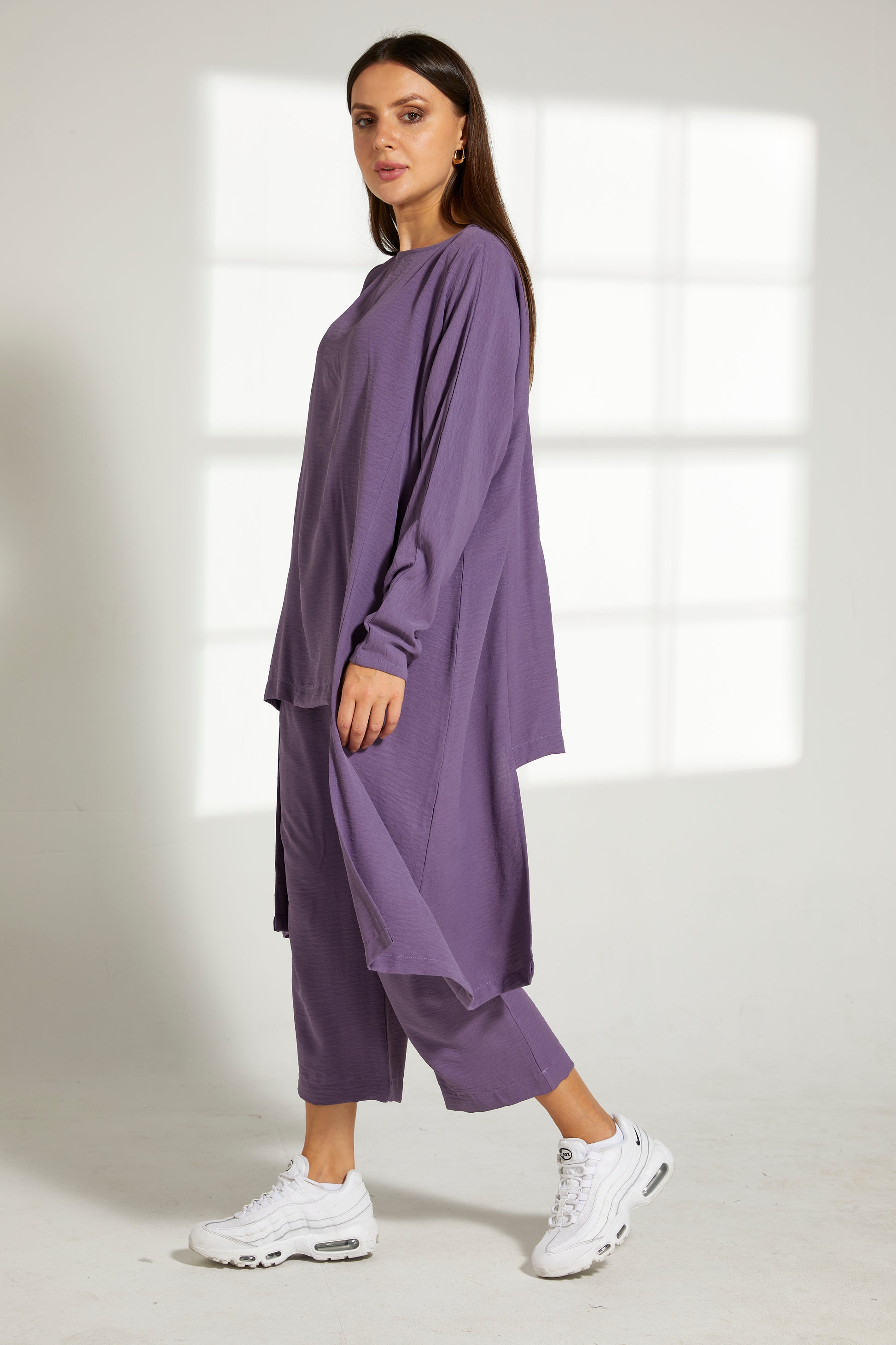 MOiSTREET Purple CEY Fabric With  Top And Pants Set (7821786317027)