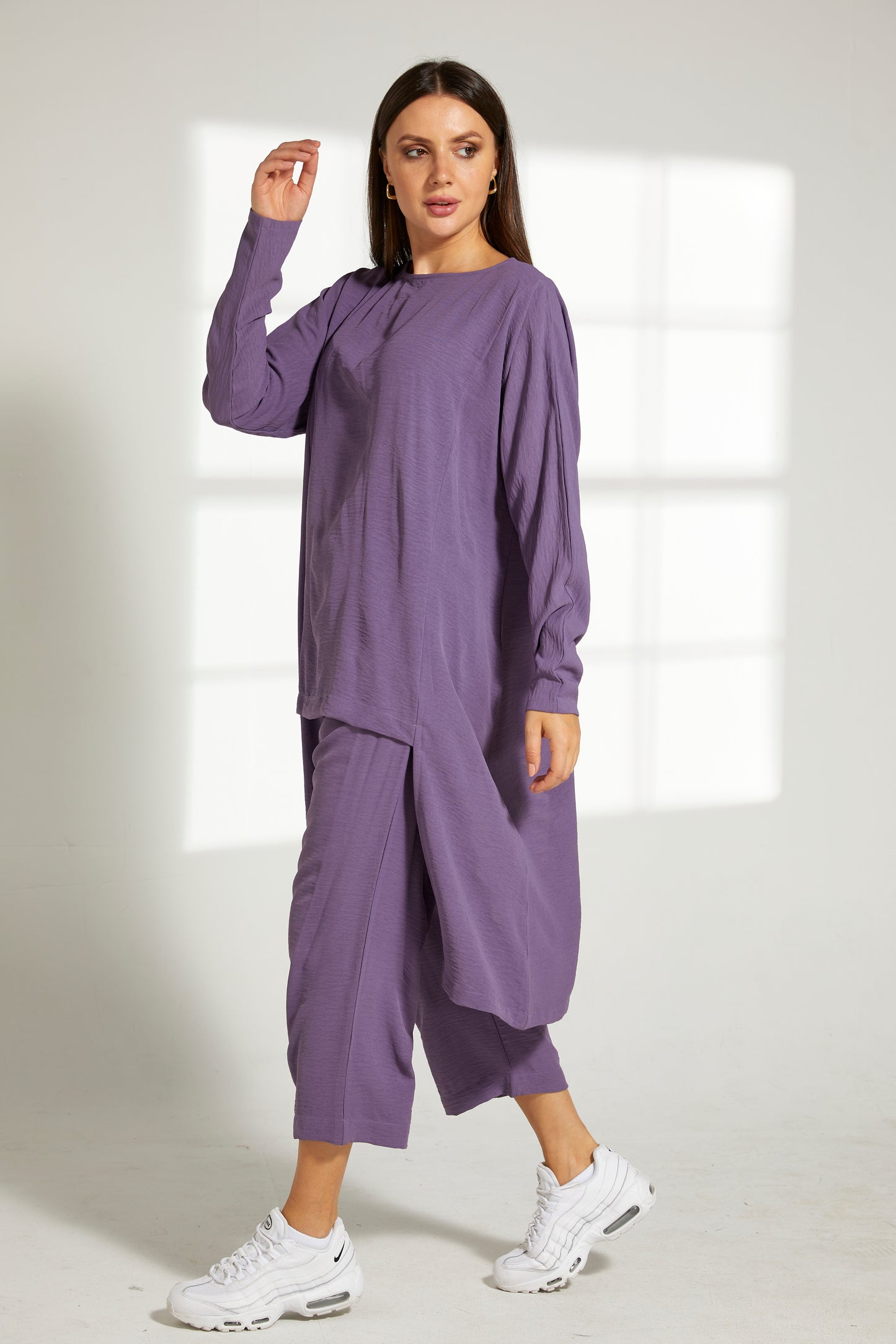 MOiSTREET Purple CEY Fabric With  Top And Pants Set (7821786317027)