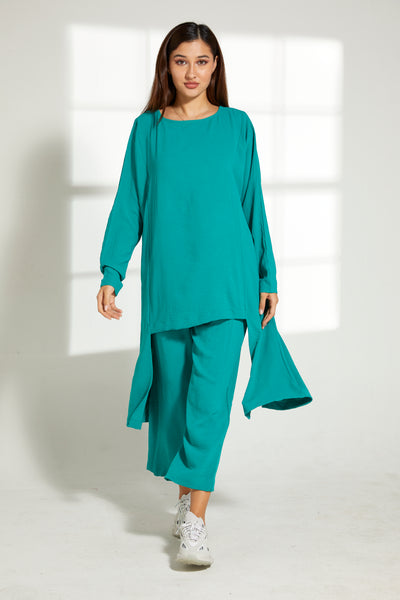 Copy of MOiSTREET Sea Green CEY Fabric With  Top And Pants Set (7821779534051)