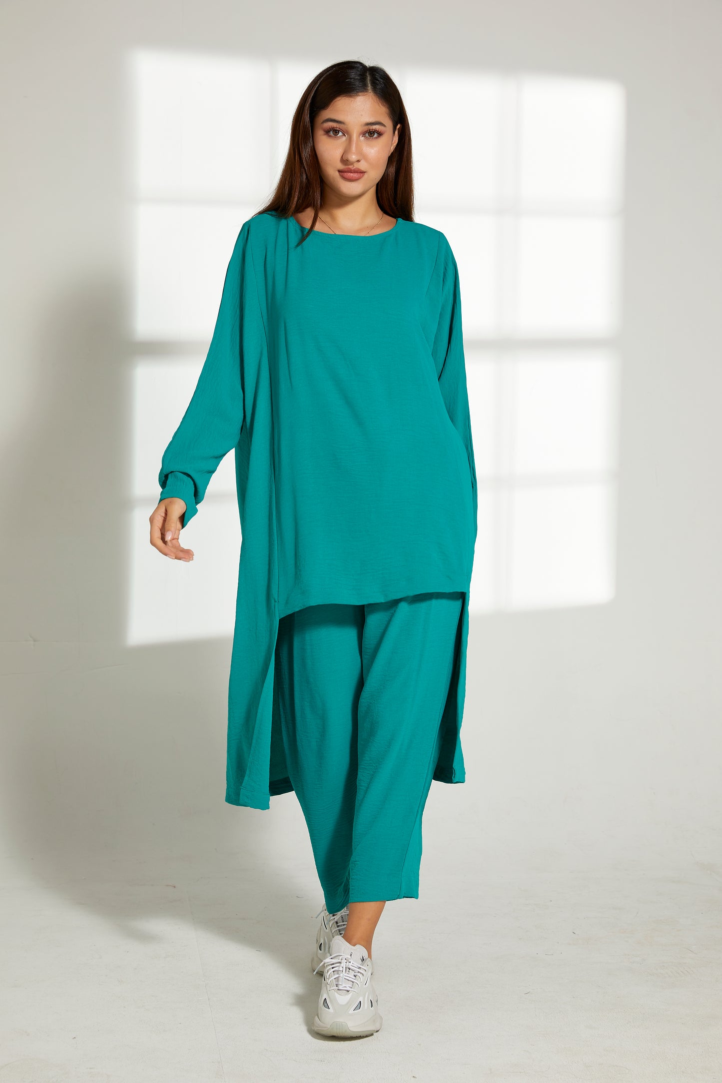 MOiSTREET Sea Green CEY Fabric With  Top And Pants Set (7821779534051)