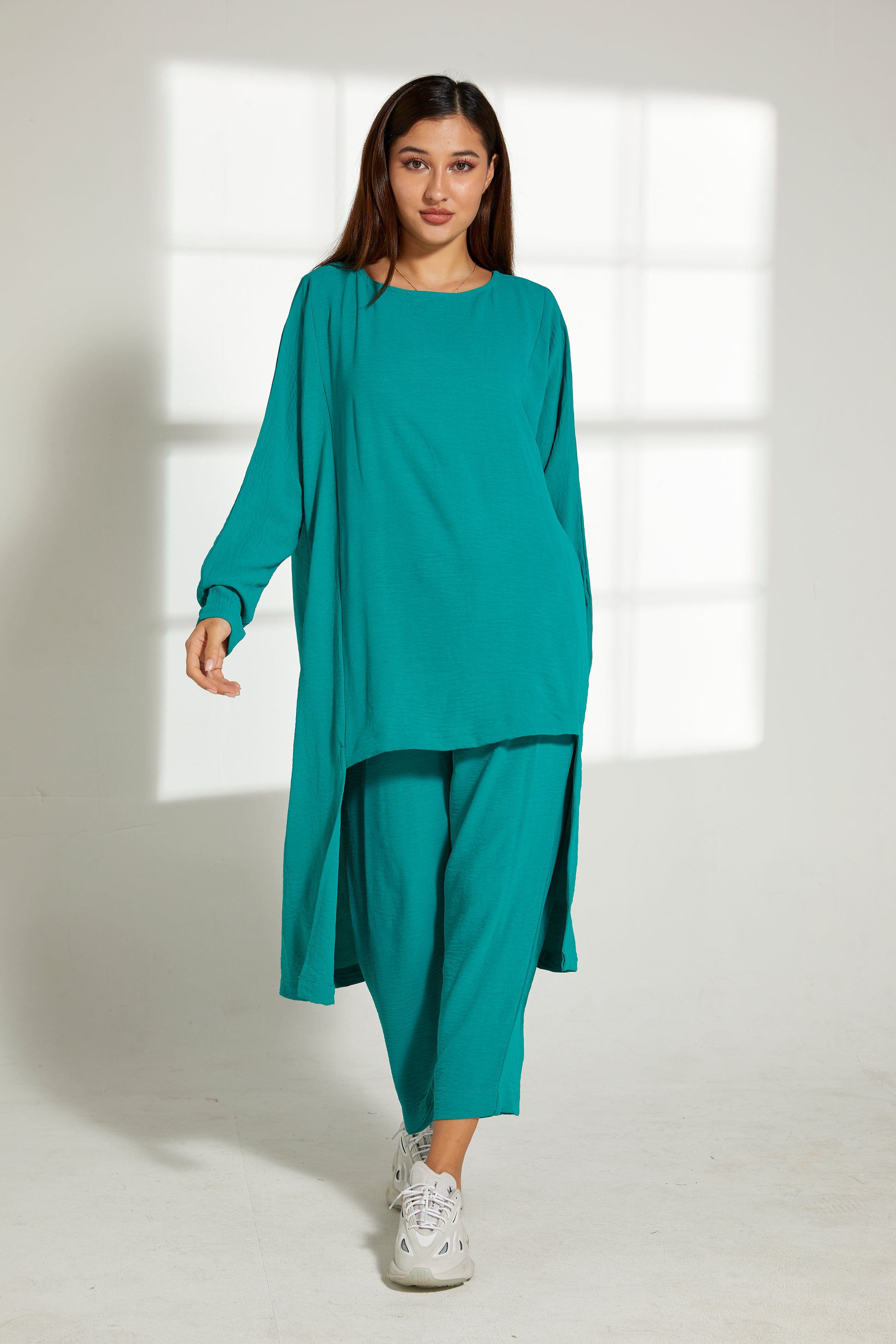 MOiSTREET Sea Green CEY Fabric With  Top And Pants Set (7821779534051)