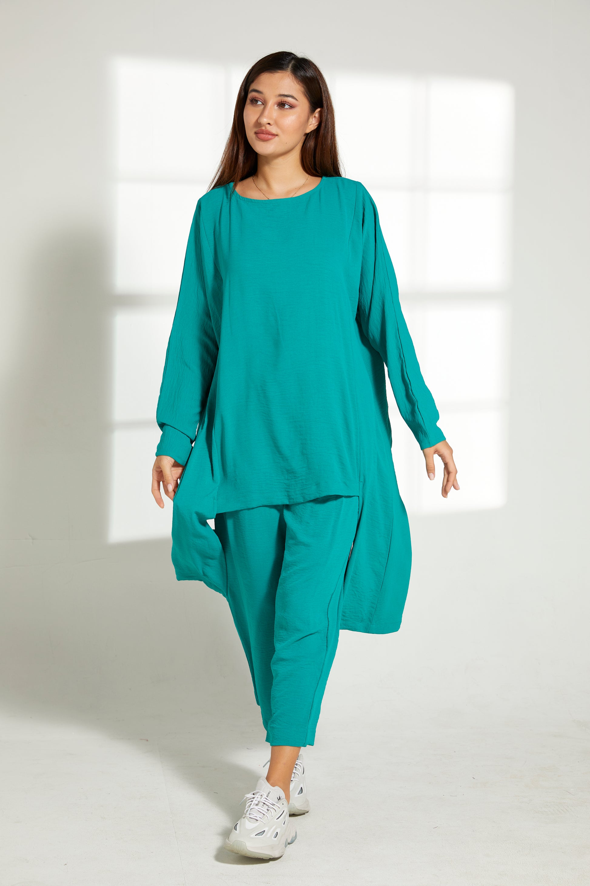 MOiSTREET Sea Green CEY Fabric With  Top And Pants Set (7821779534051)