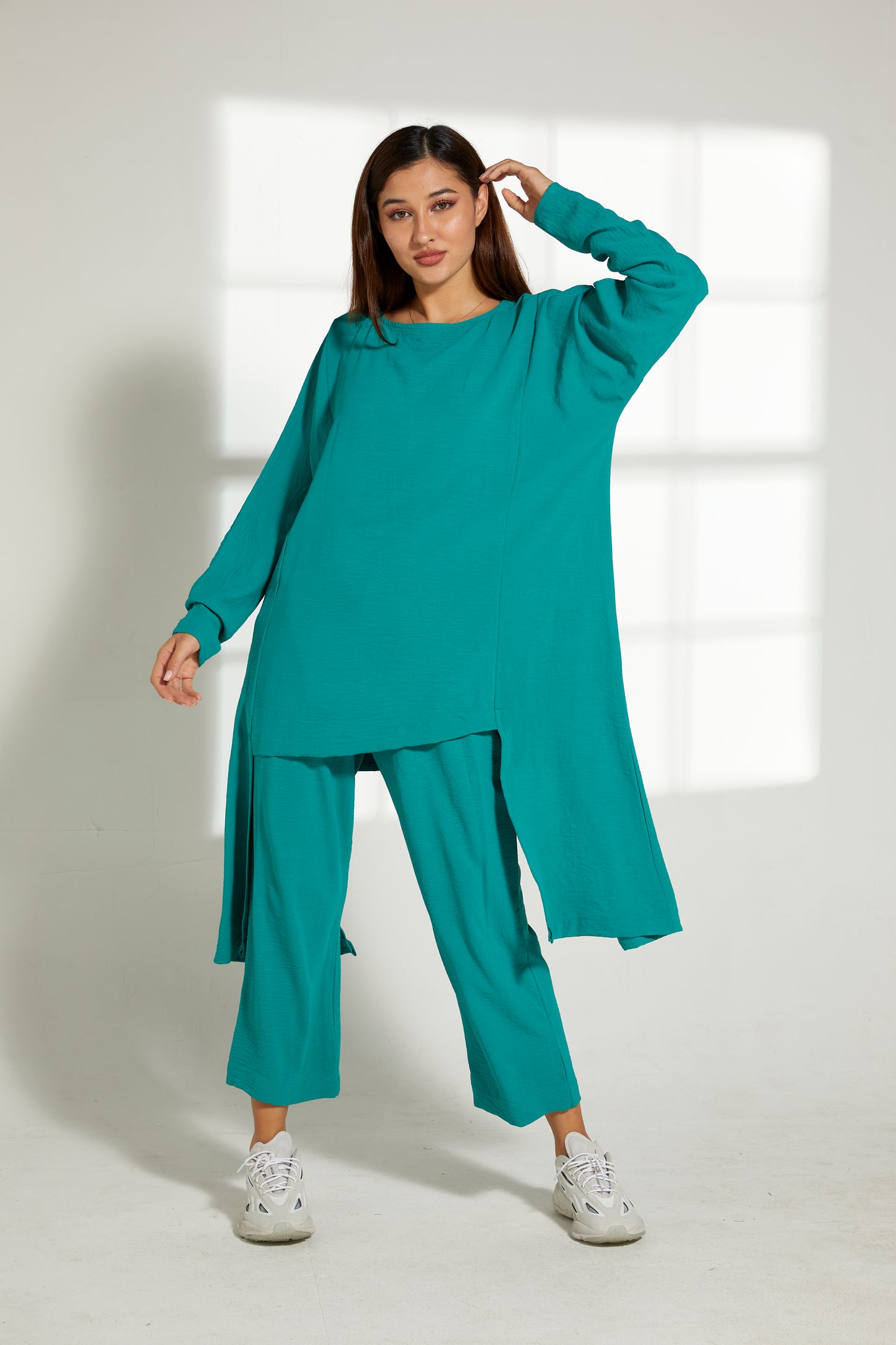 Copy of MOiSTREET Sea Green CEY Fabric With  Top And Pants Set (7821779534051)