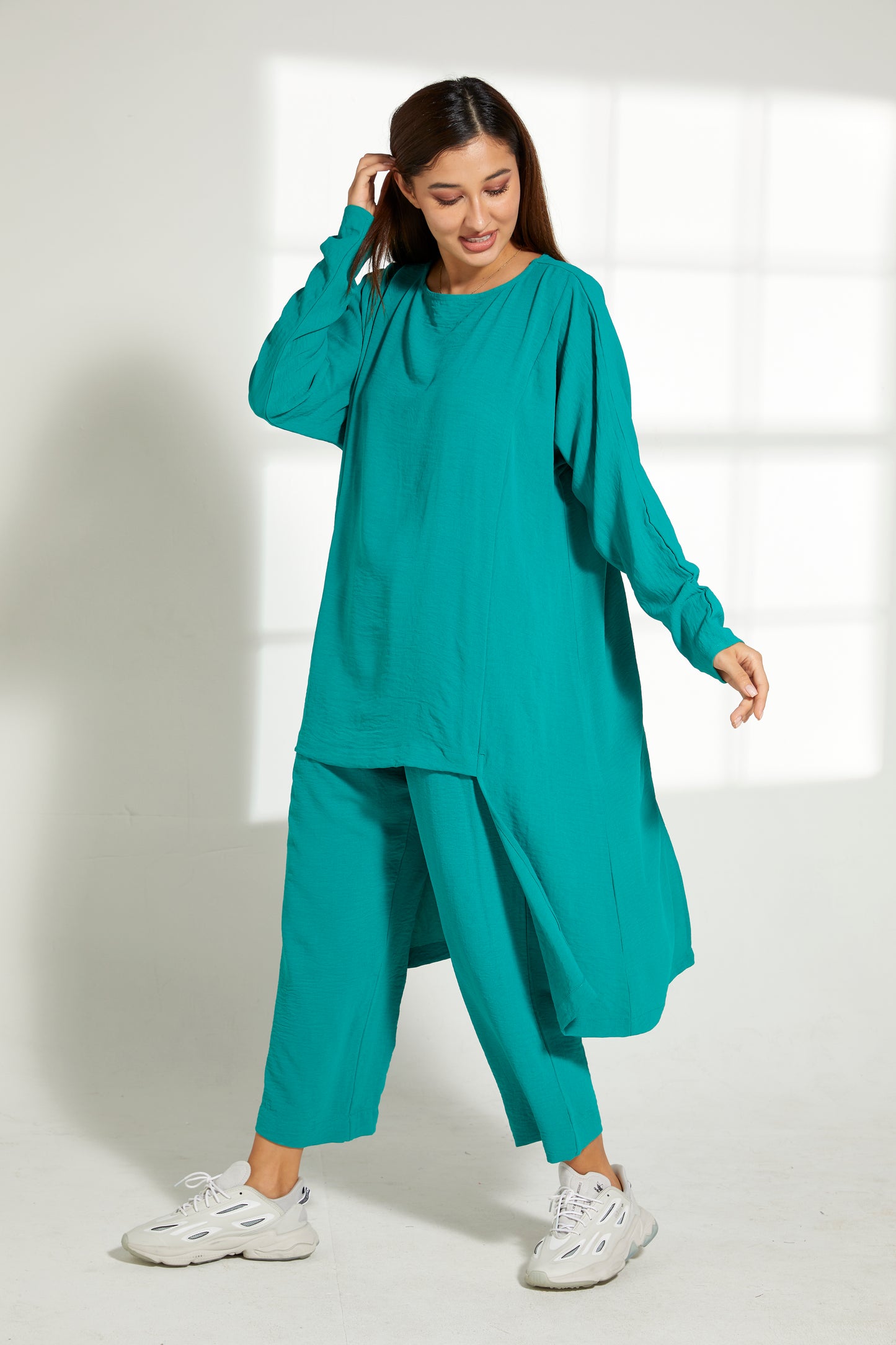 Copy of MOiSTREET Sea Green CEY Fabric With  Top And Pants Set (7821779534051)