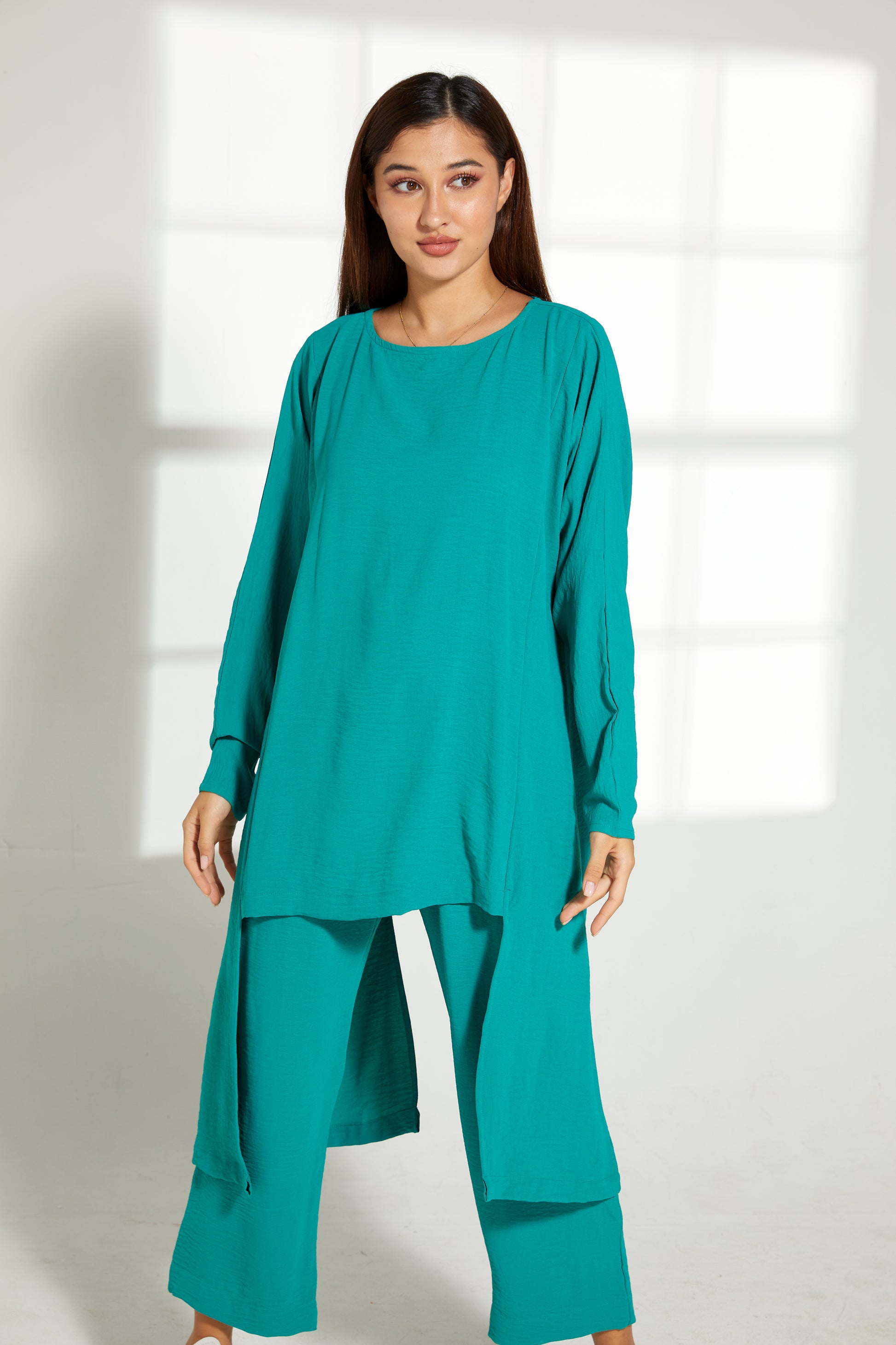 Copy of MOiSTREET Sea Green CEY Fabric With  Top And Pants Set (7821779534051)