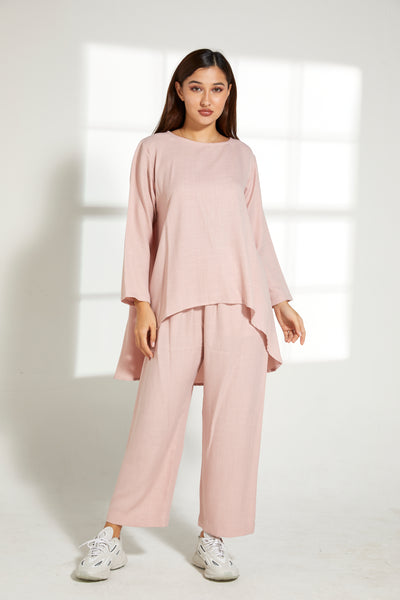 Copy of MOiSTREET Nude Pink CEY Mélange Fabric With  Top And Pants set (7821326024931)