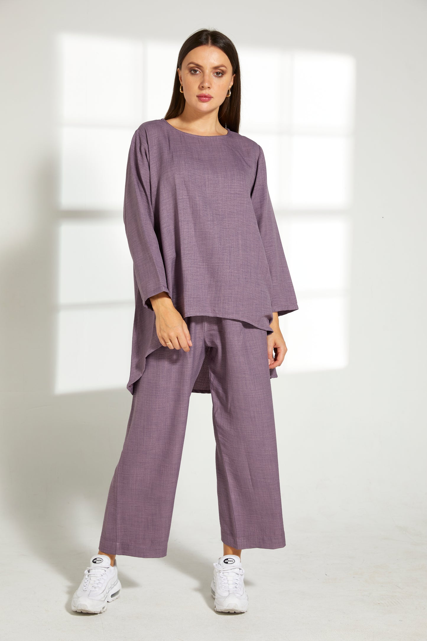 MOiSTREET Purple CEY Mélange Fabric With  Top And Pant (7821311508707)