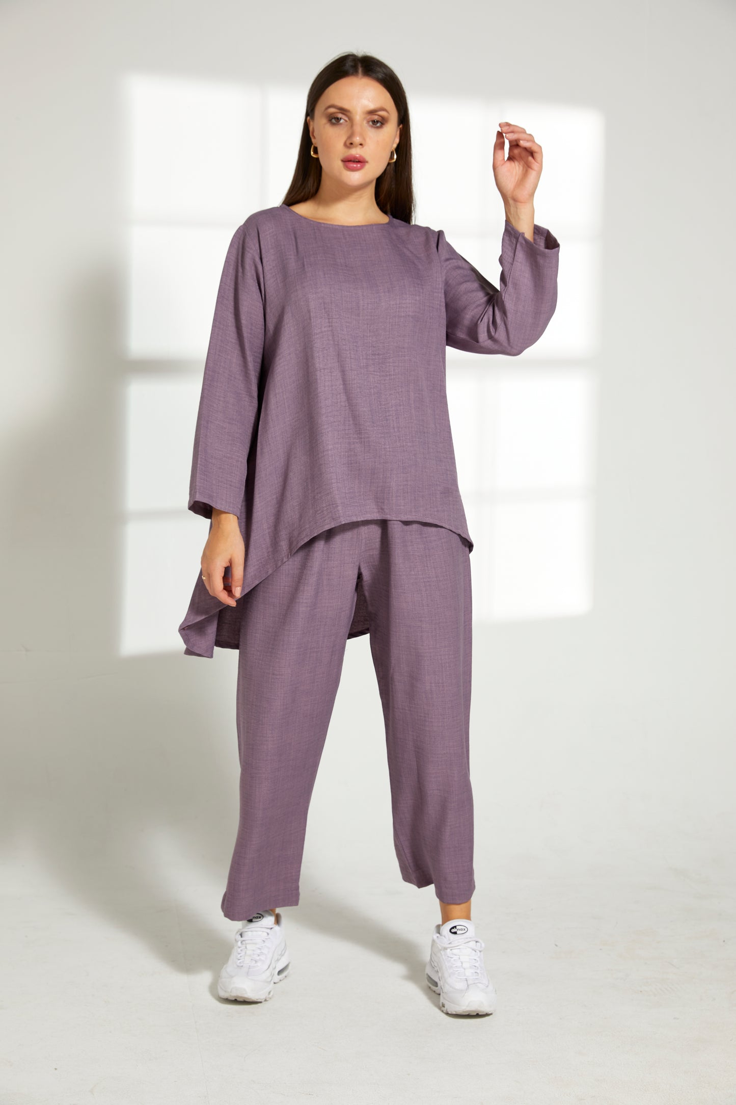 MOiSTREET Purple CEY Mélange Fabric With  Top And Pant (7821311508707)