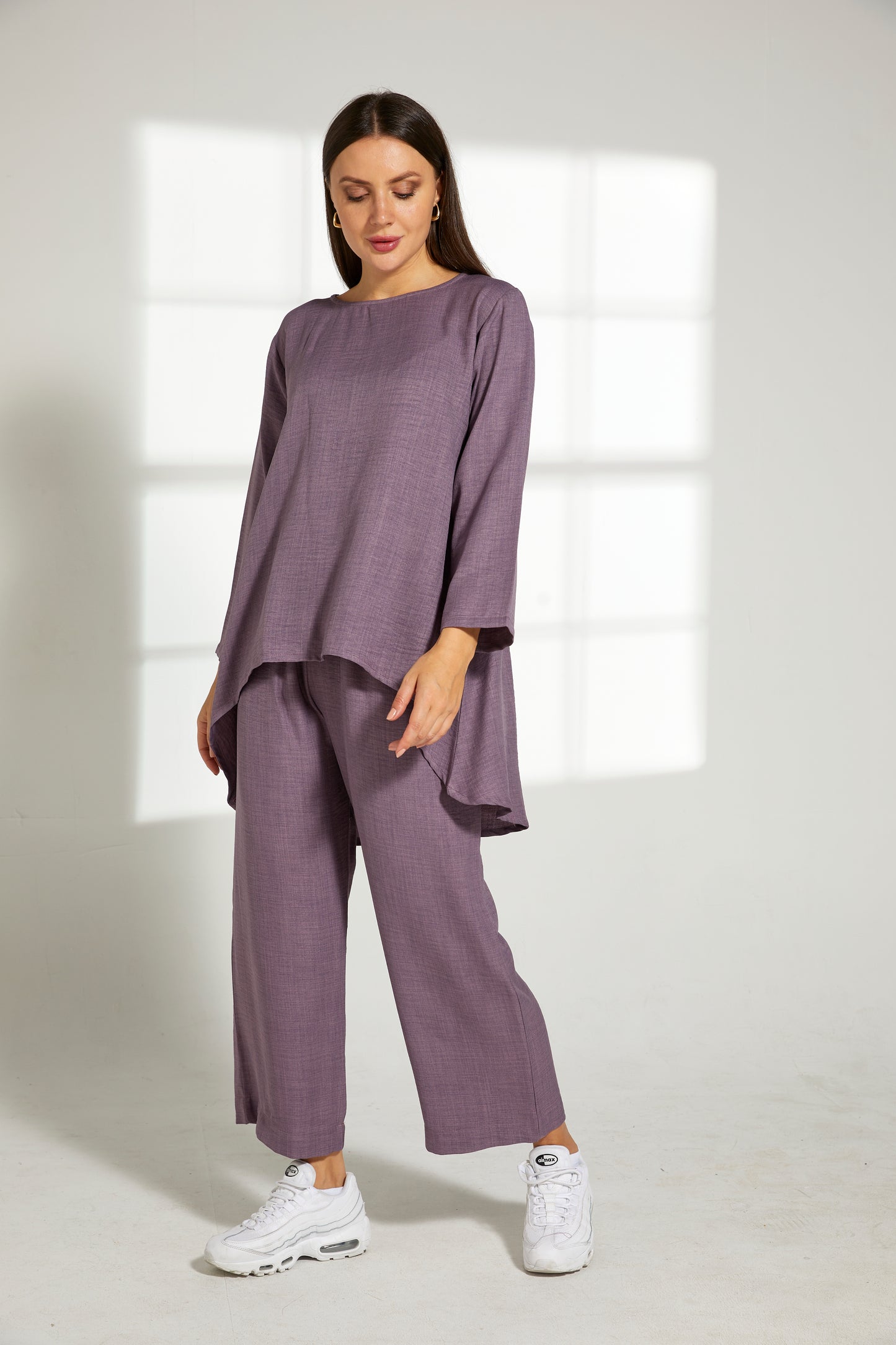 MOiSTREET Purple CEY Mélange Fabric With  Top And Pant (7821311508707)