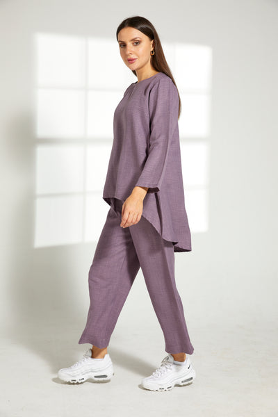 MOiSTREET Purple CEY Mélange Fabric With  Top And Pant (7821311508707)