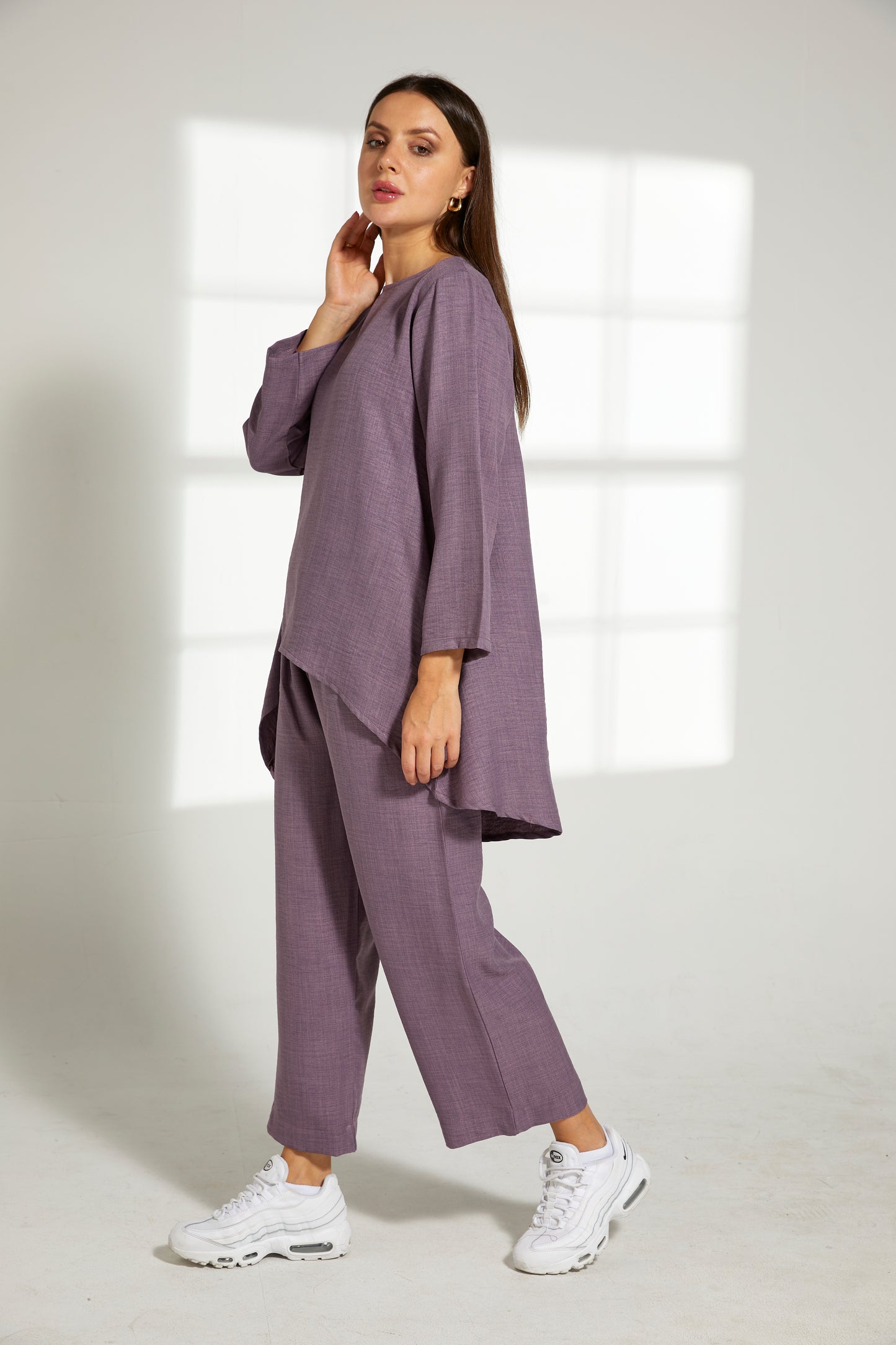 MOiSTREET Purple CEY Mélange Fabric With  Top And Pant (7821311508707)