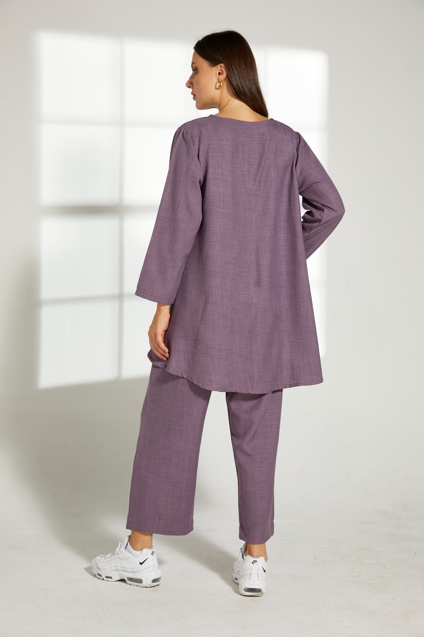 MOiSTREET Purple CEY Mélange Fabric With  Top And Pant (7821311508707)