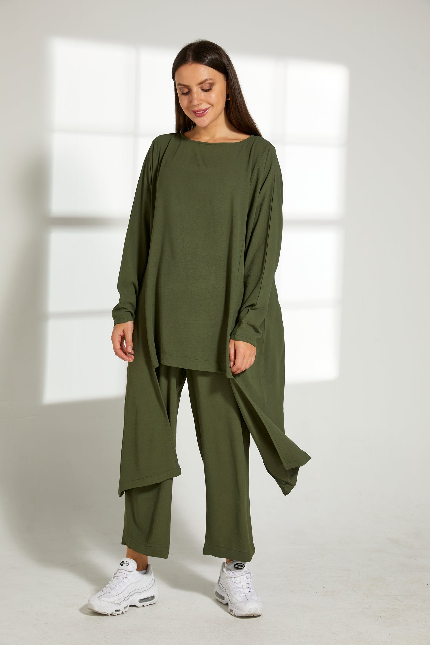 MOiSTREET Green CEY Fabric With  Top And Pants Set (7821755351267)