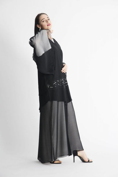 Pleated Organza Abaya With Hand Embroidery (6701402849464)