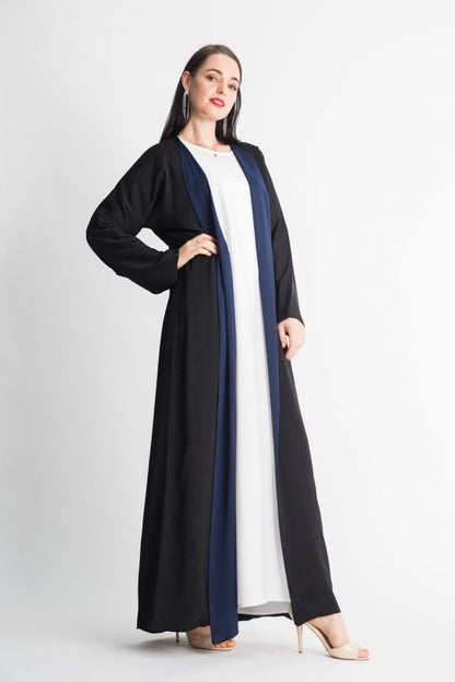MOiSTREET Front Blue Paneled Abaya (6701414580408)