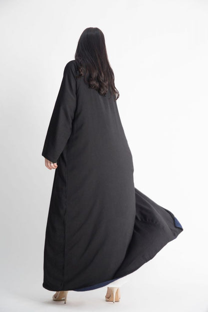 MOiSTREET Front Blue Paneled Abaya (6701414580408)