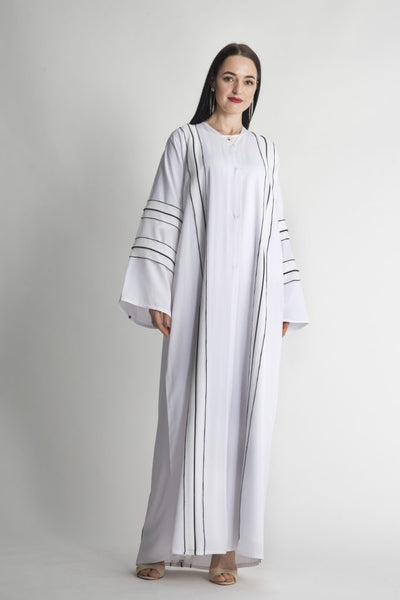Shop V-Neck White Abaya for Women in UAE (6701402128568)