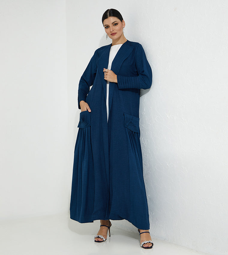 MOiSTREET Dark Blue Louise Crepe Pocket Abaya (7665622745315)